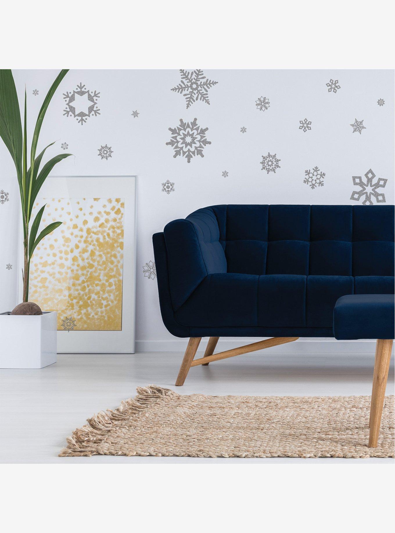 Grey Glitter Snowflakes Wall Decals, , alternate