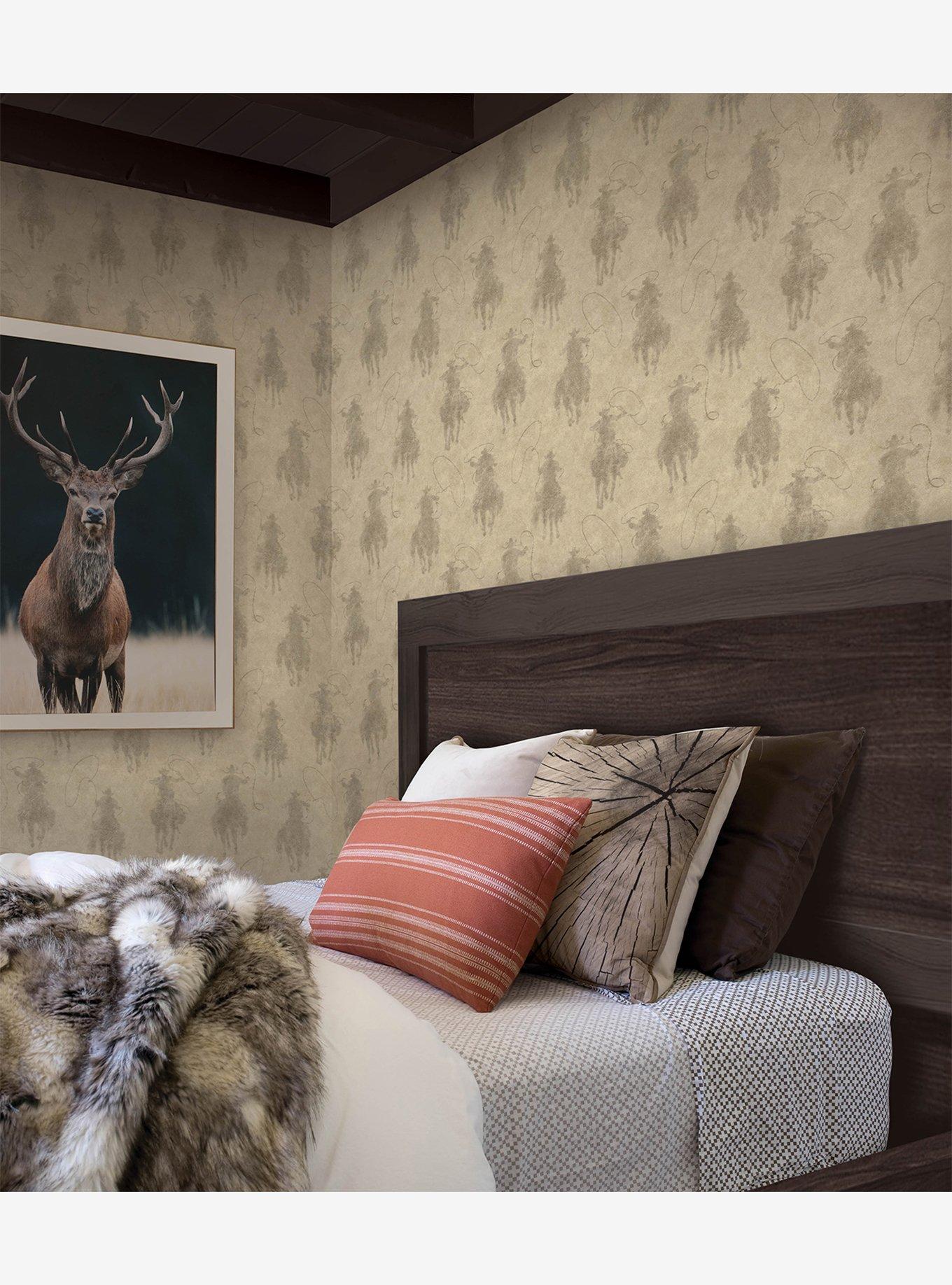 Yellowstone Stockman Silhouette Beige Peel & Stick Wallpaper, , alternate