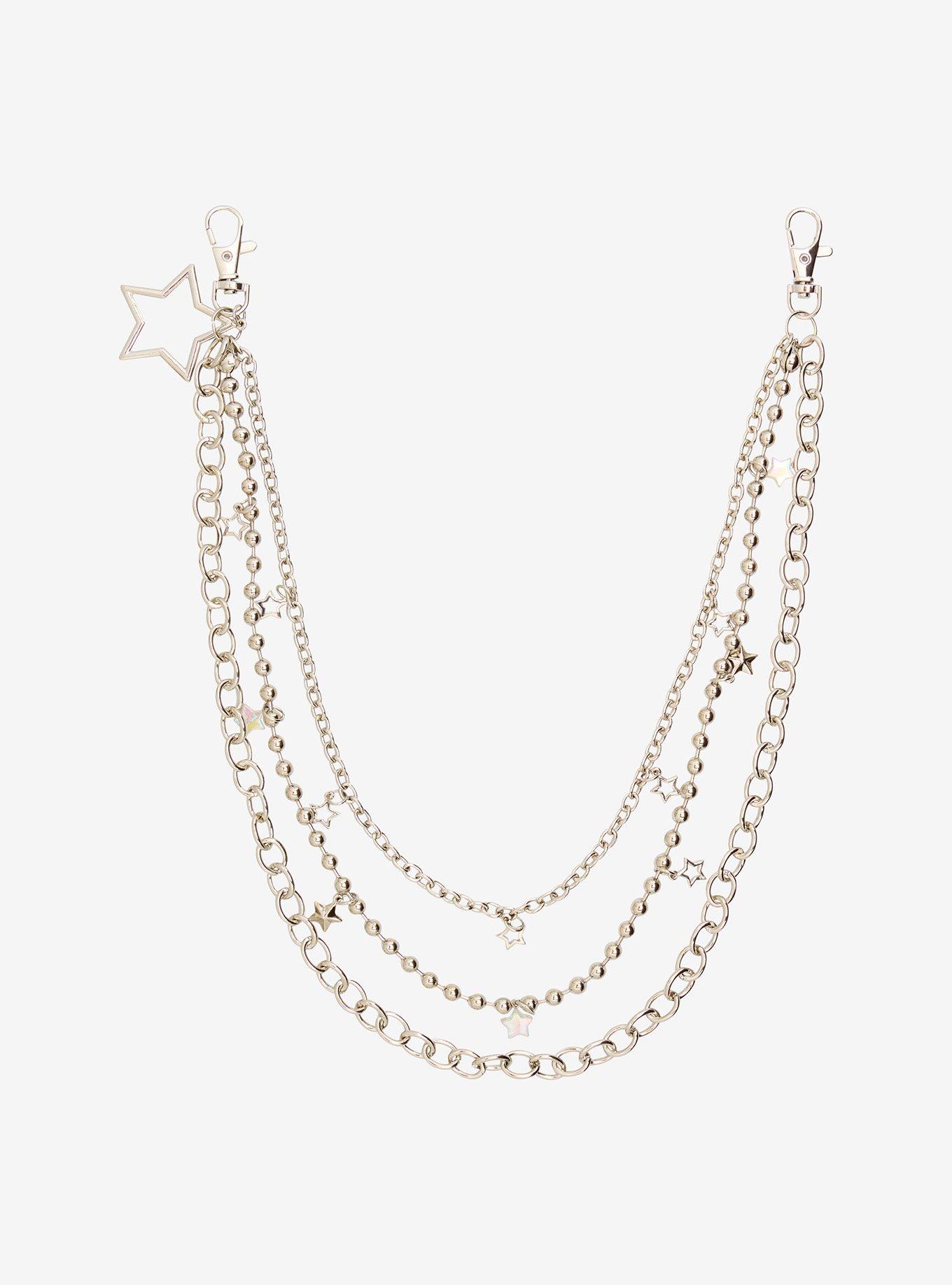 Star Safety Pin 18 Inch - 24 Inch Triple Wallet Chain, , hi-res