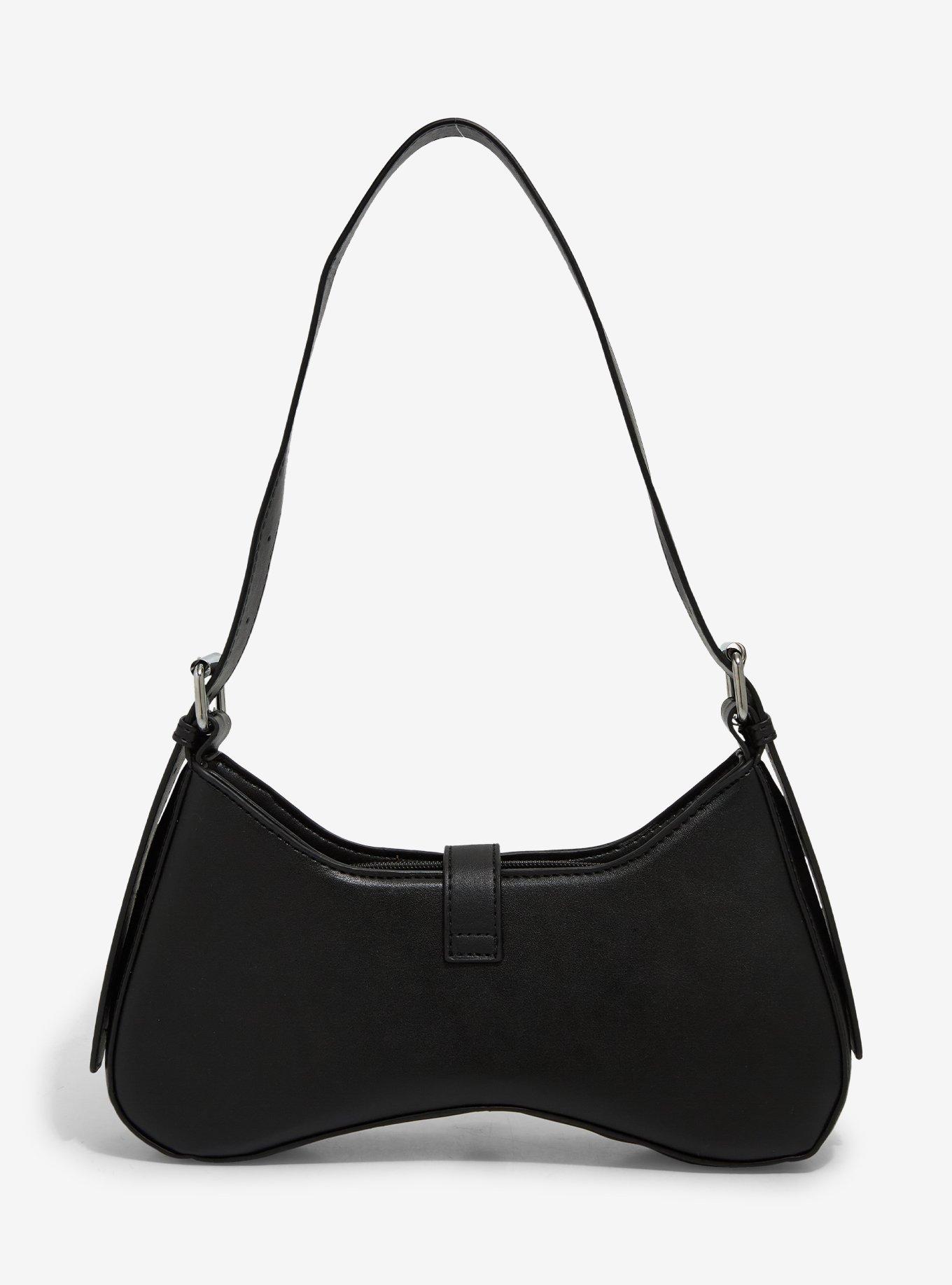 Black Cross Stud Shoulder Bag, , alternate