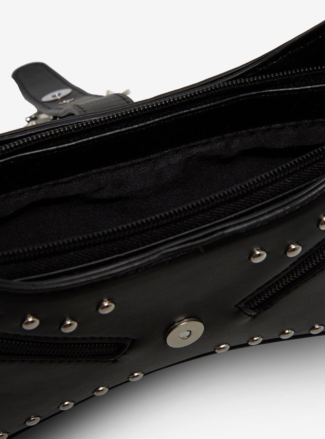 Black Cross Stud Shoulder Bag, , alternate