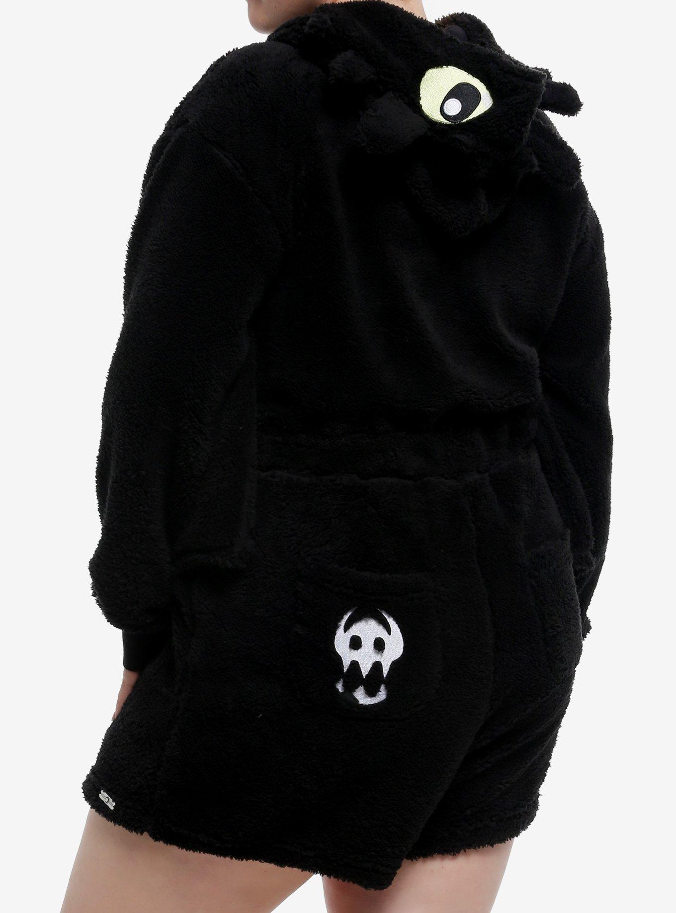 Her Universe How To Train Your Dragon Toothless Sherpa Romper Plus Size, BLACK, alternate