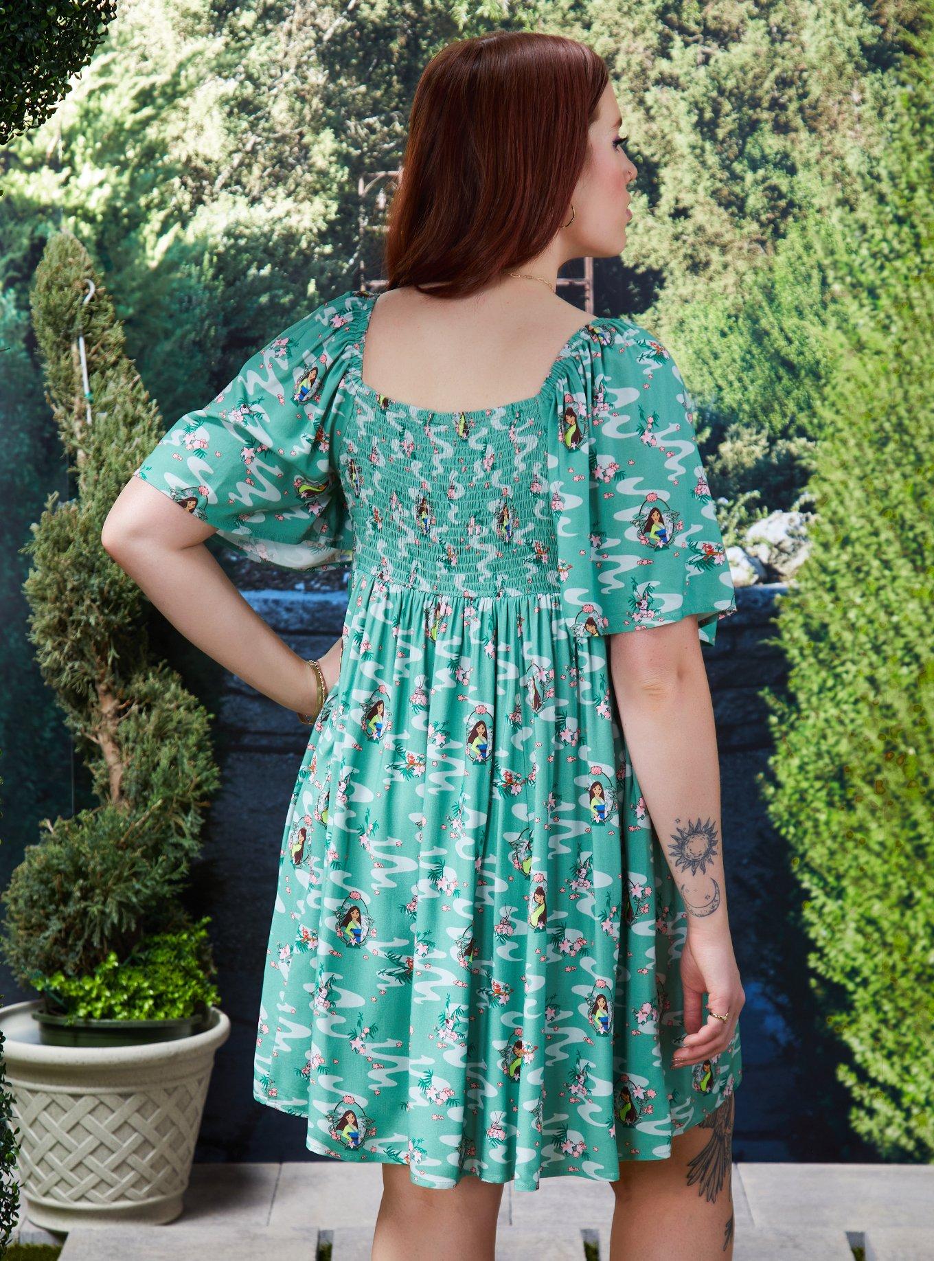 Disney Mulan Icons Allover Print Plus Smock Dress - BoxLunch Exclusive