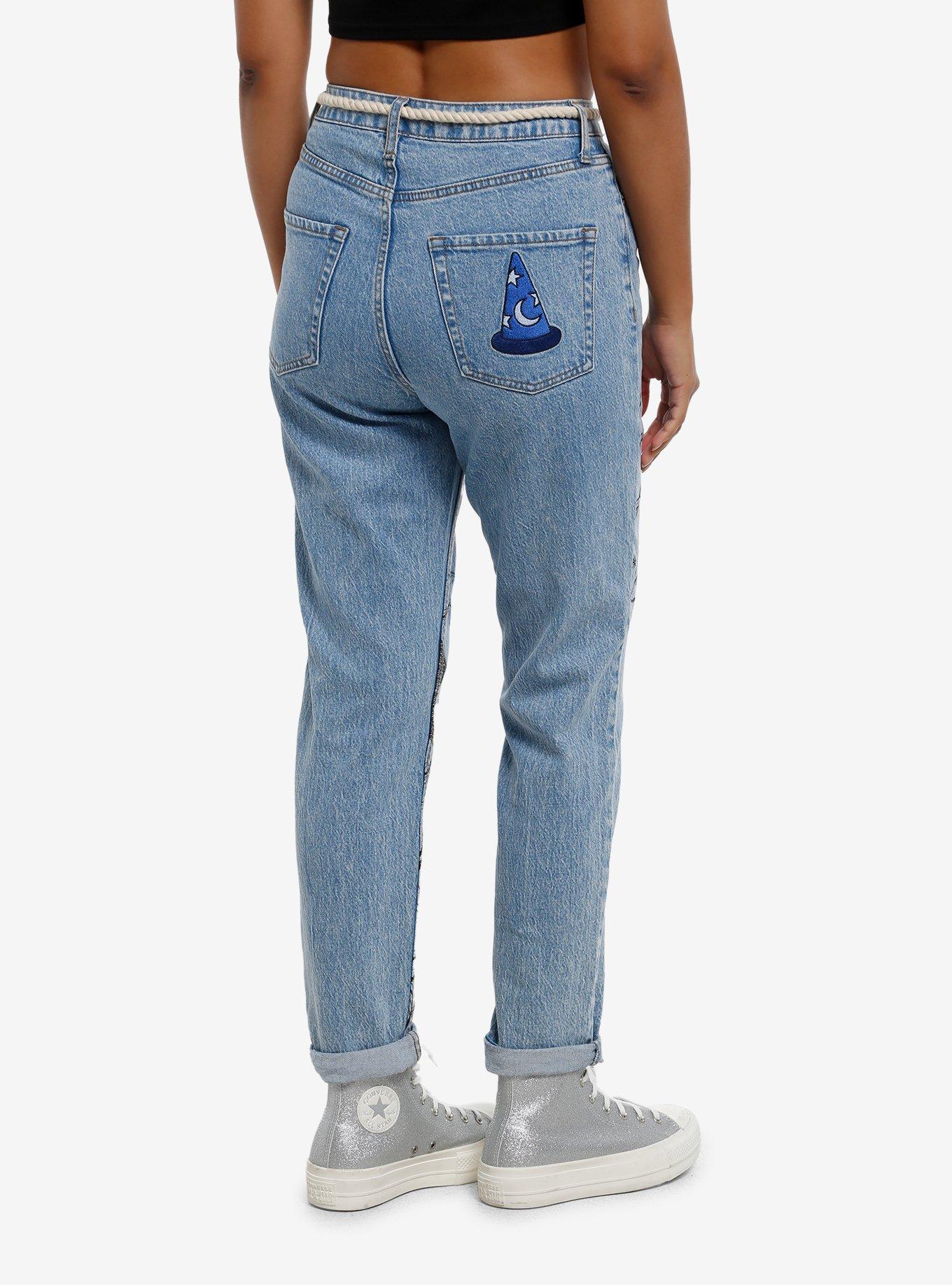 Her Universe Disney Fantasia The Sorcerer's Apprentice Mickey Mouse Belted Mom Jeans, , hi-res