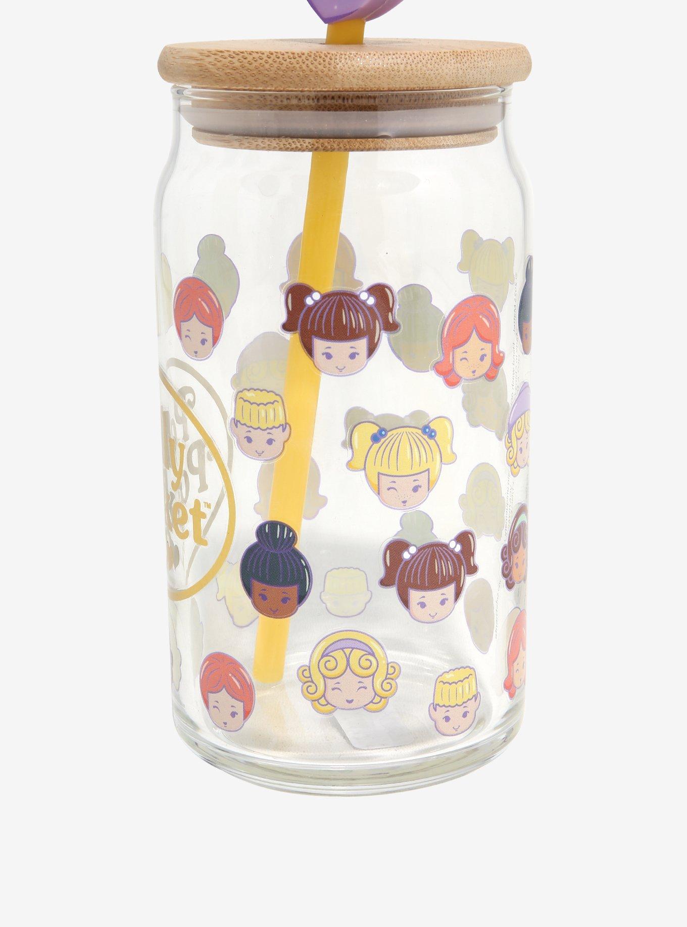 Polly Pocket Allover Print Glass Cup with Straw Charm — BoxLunch Exclusive, , alternate
