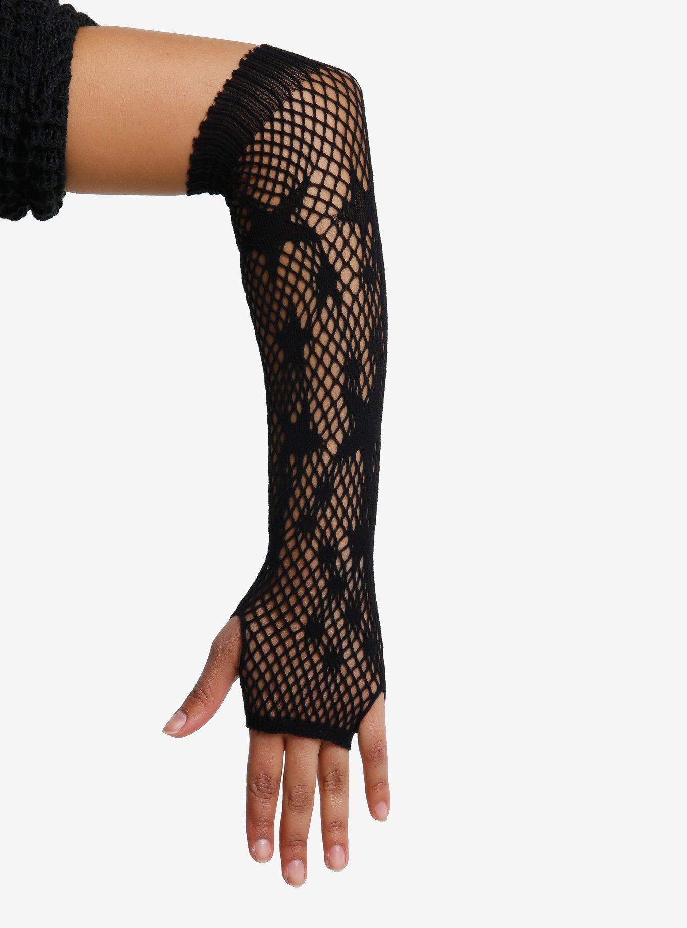 Black Star Fishnet Arm Warmers, , hi-res
