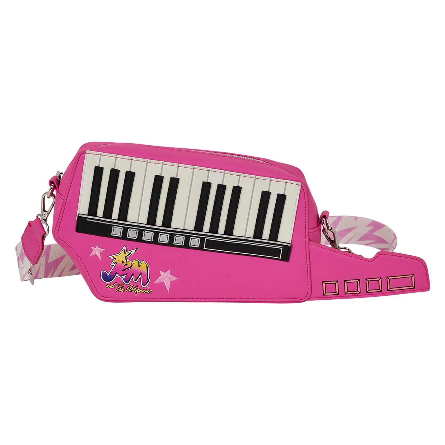 Loungefly Jem and the Holograms Keytar Figural Glow-in-the-Dark Musical Crossbody Bag, , alternate