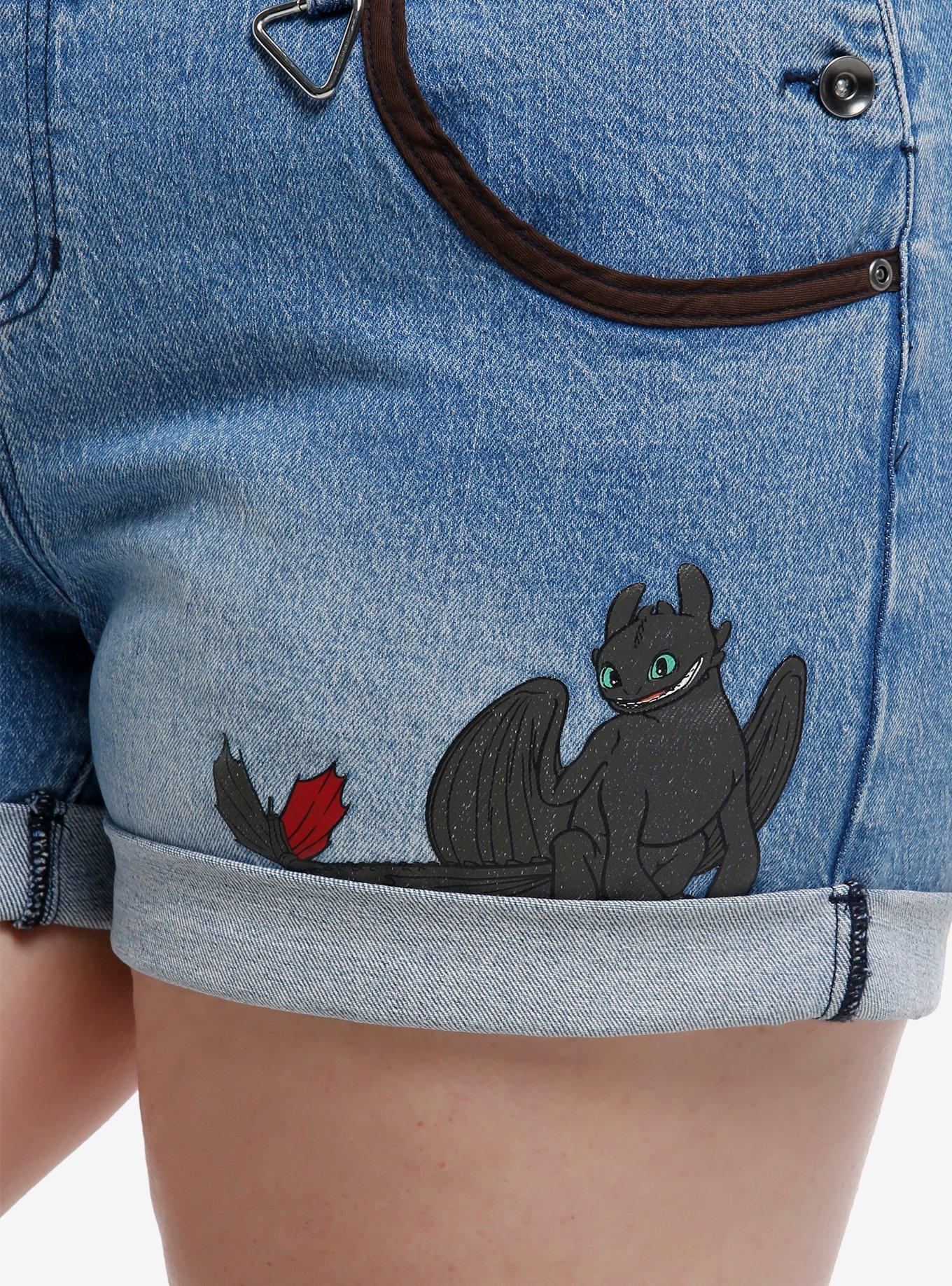 Her Universe How To Train Your Dragon Toothless Utility Shortalls Plus Size, BROWN, alternate