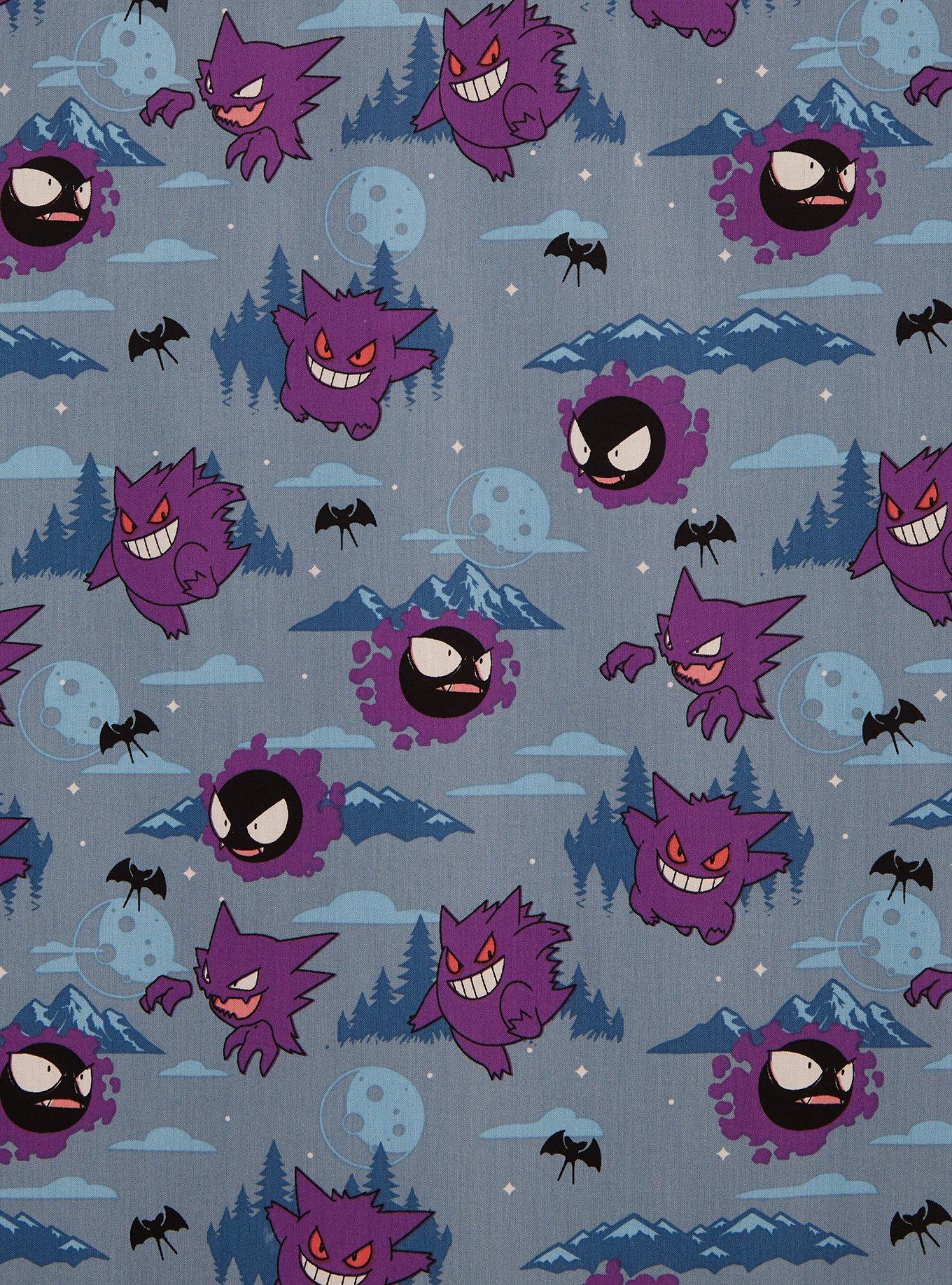 Pokémon Ghost Type Allover Print Woven Button-Up - BoxLunch Exclusive, PURPLE, alternate