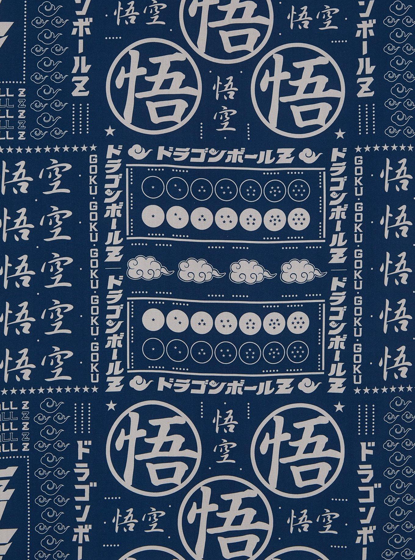 Dragon Ball Z Symbols Allover Print Woven Button-Up - BoxLunch Exclusive, NAVY, alternate