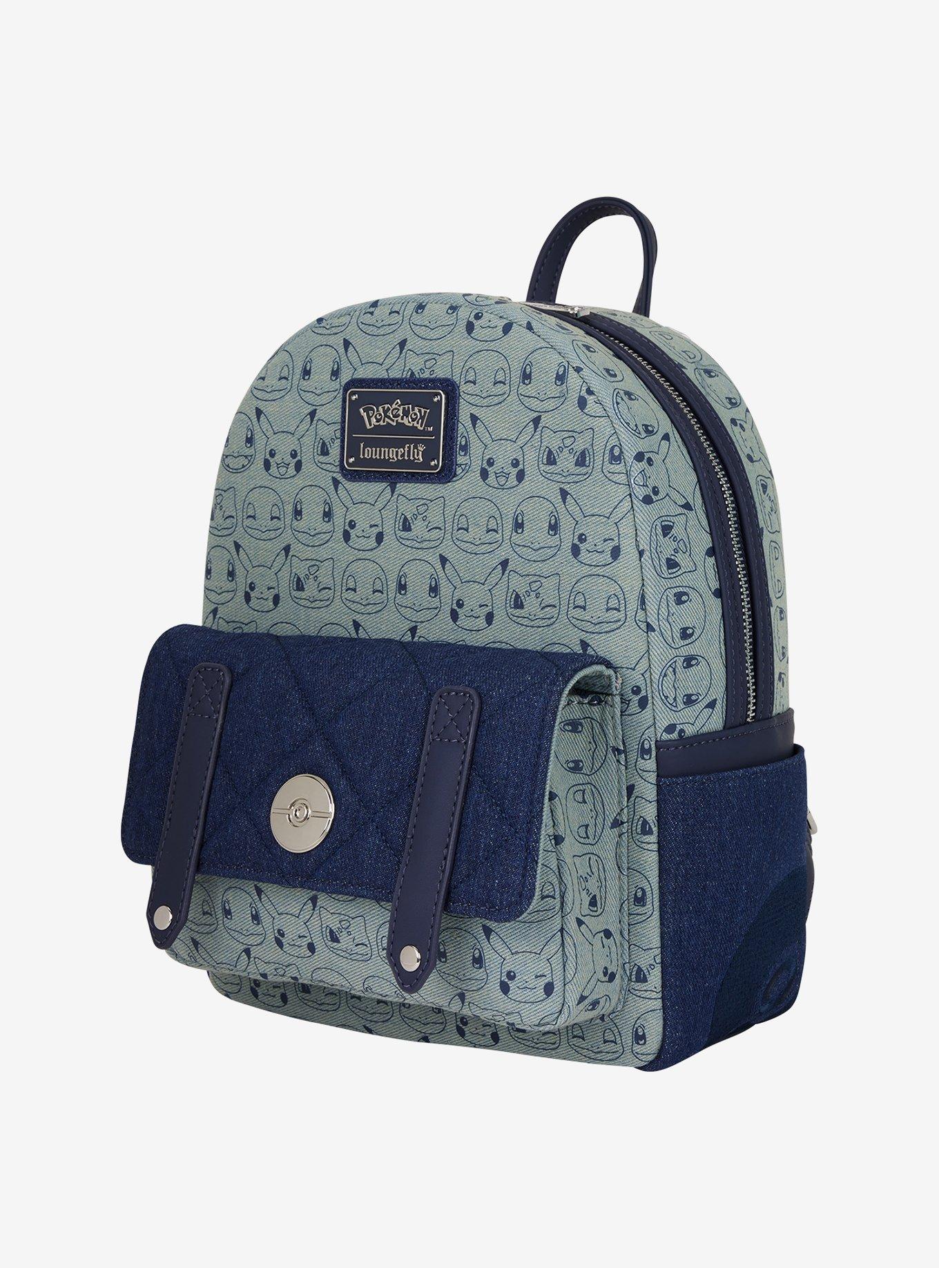 Loungefly Pokémon Kanto Starters Denim Mini Backpack, , alternate