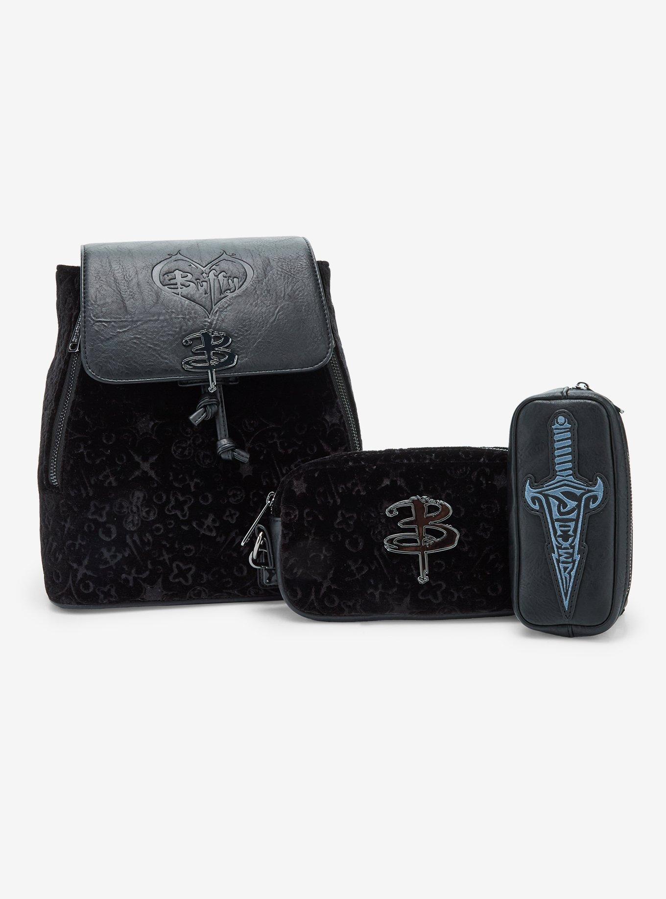 Loungefly Buffy The Vampire Slayer Symbols Velvet Slouch Mini Backpack, , alternate