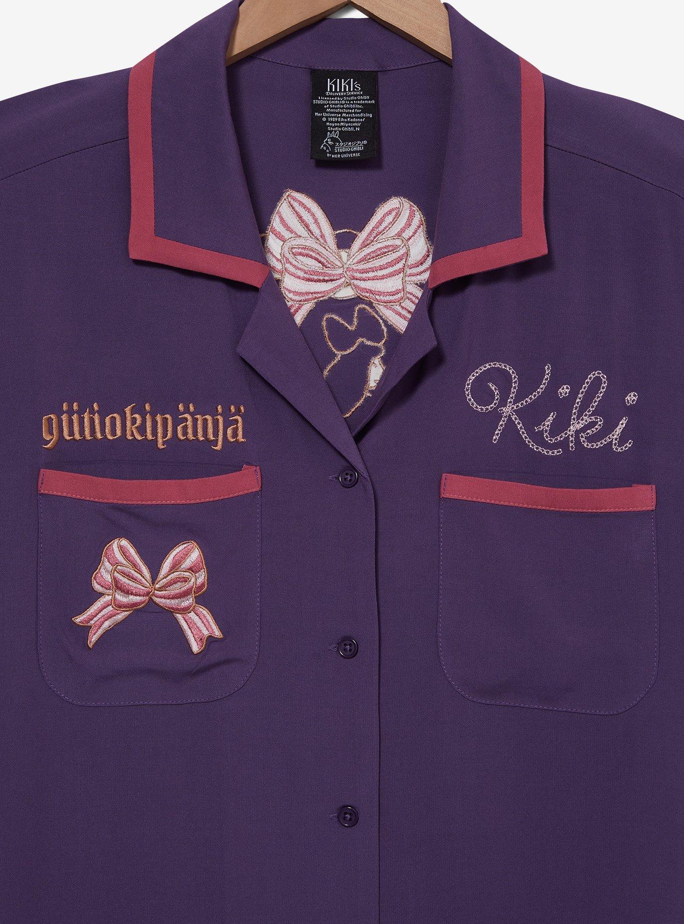 Studio Ghibli® Kiki's Delivery Service Women's Plus Size Cropped Diner Shirt, PURPLE, alternate