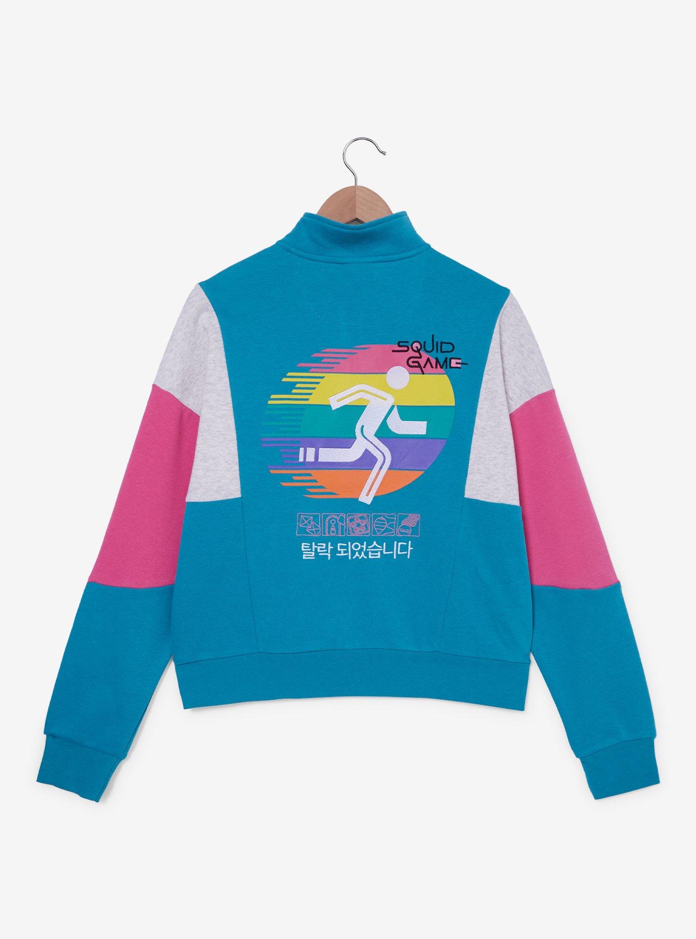 Squid Game Pink & Blue Women's Quarter Zip Crewneck — BoxLunch Exclusive, , hi-res