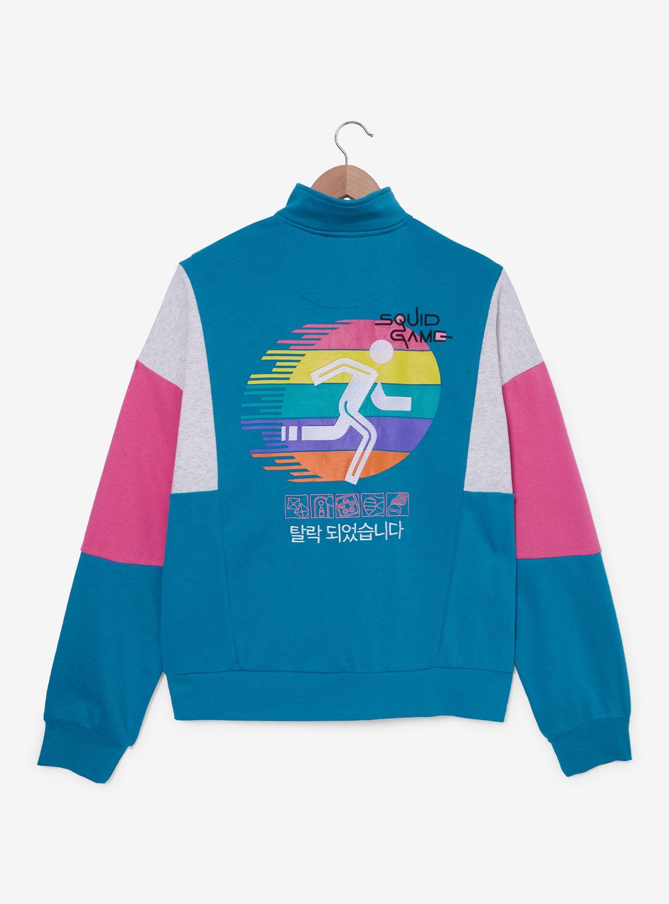 Squid Game Pink & Blue Women's Plus Size Quarter Zip Crewneck — BoxLunch Exclusive, , hi-res