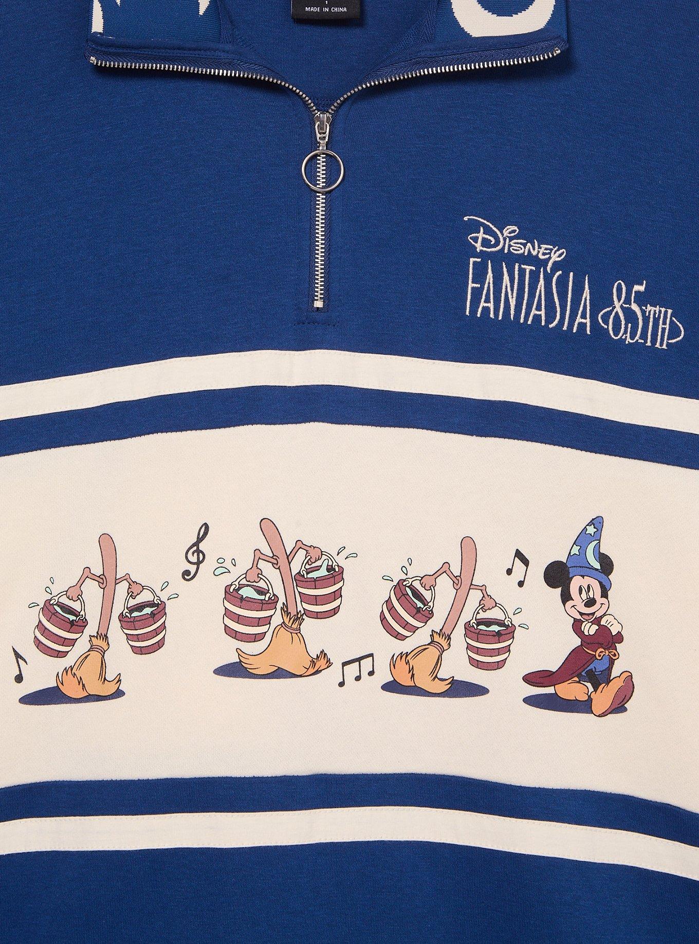 Disney Fantasia Sorcerer Mickey Women's Plus Size Quarter Zip Crewneck - BoxLunch Exclusive, NAVY, alternate