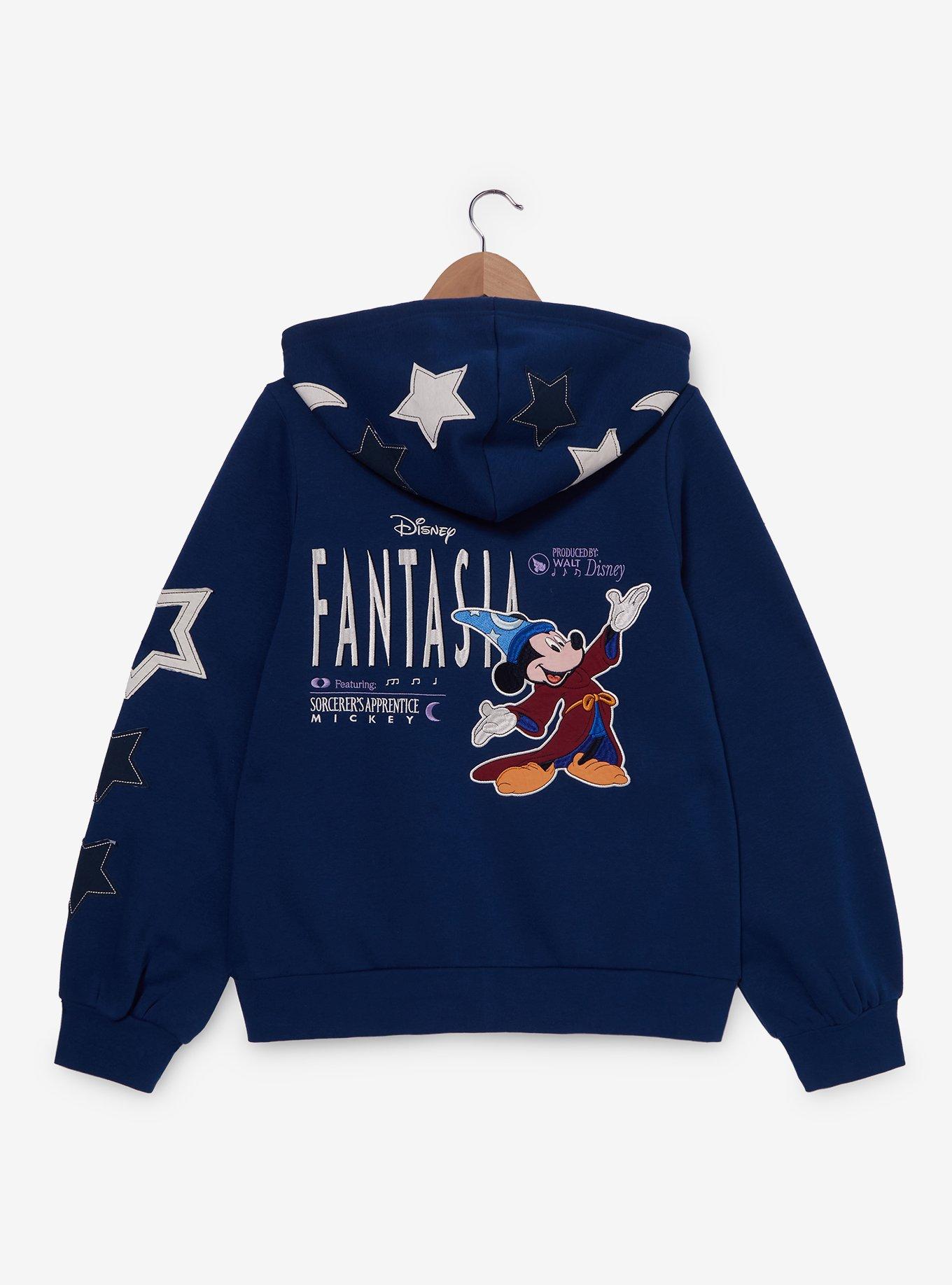 Disney Fantasia Sorcerer's Apprentice Mickey Stars Women's Zippered Hoodie - BoxLunch Exclusive, NAVY, alternate