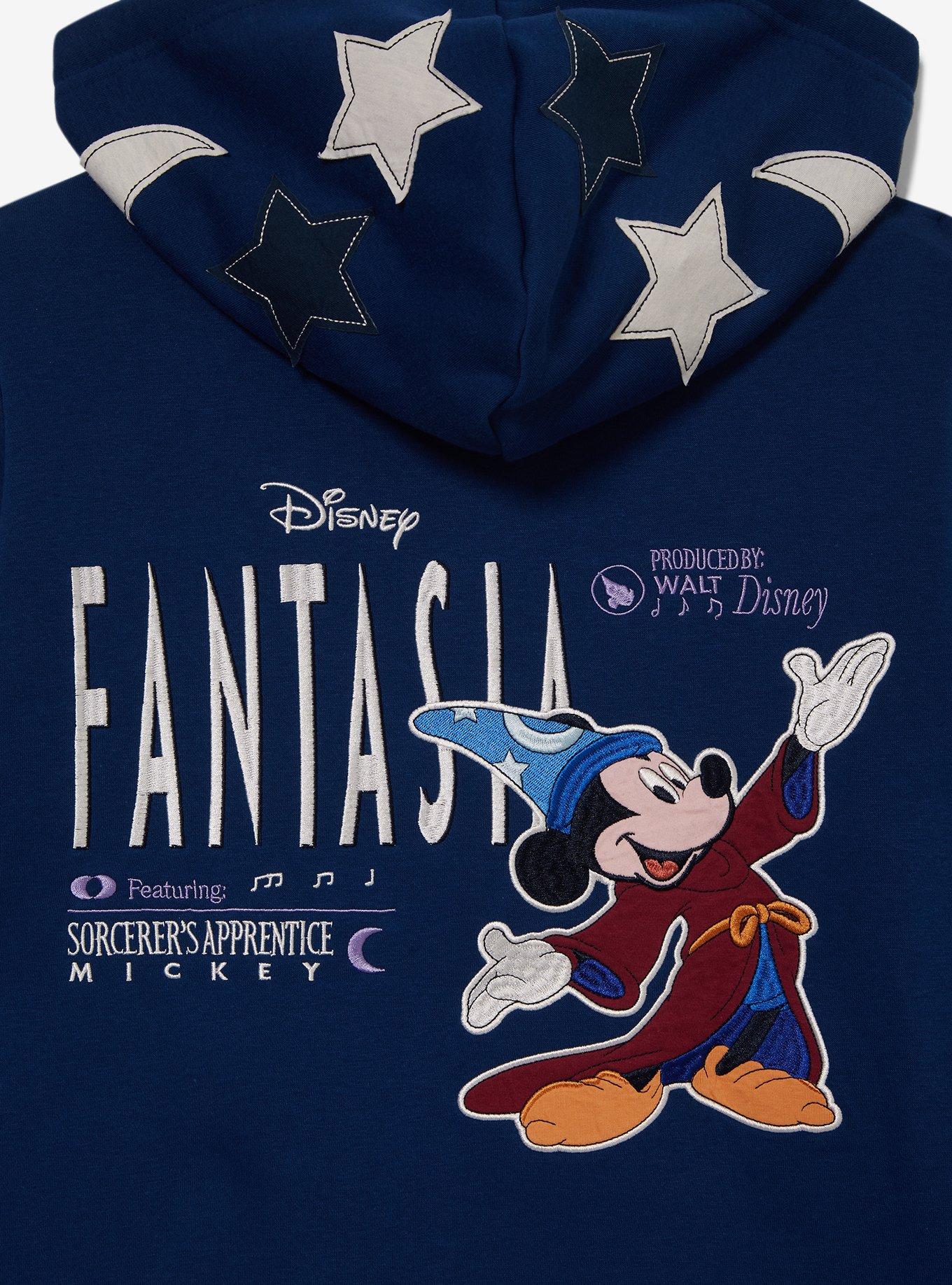 Disney Fantasia Sorcerer's Apprentice Mickey Stars Women's Zippered Hoodie - BoxLunch Exclusive, NAVY, alternate