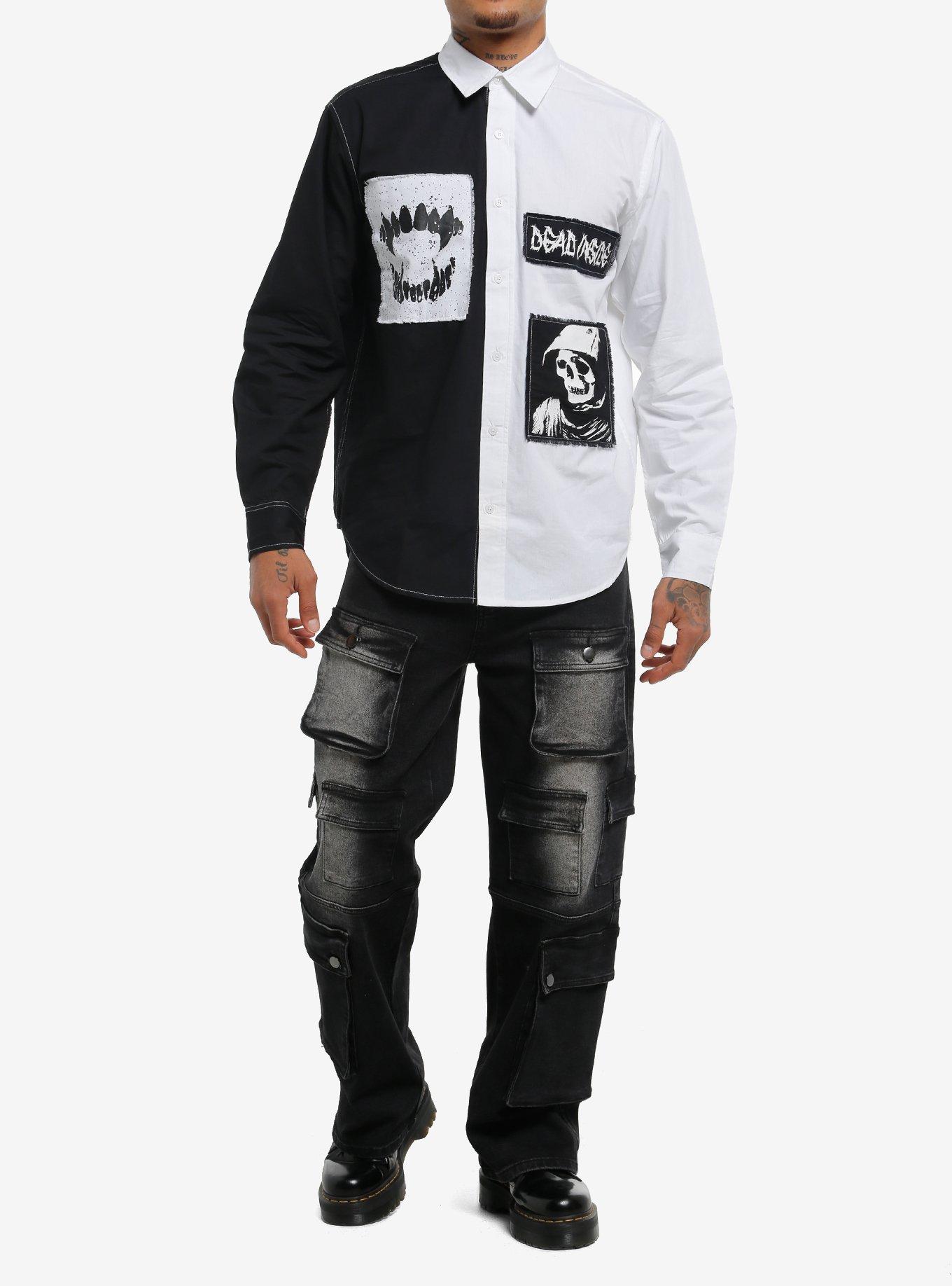 Grim Reaper Teeth Split Woven Button-Up, , hi-res