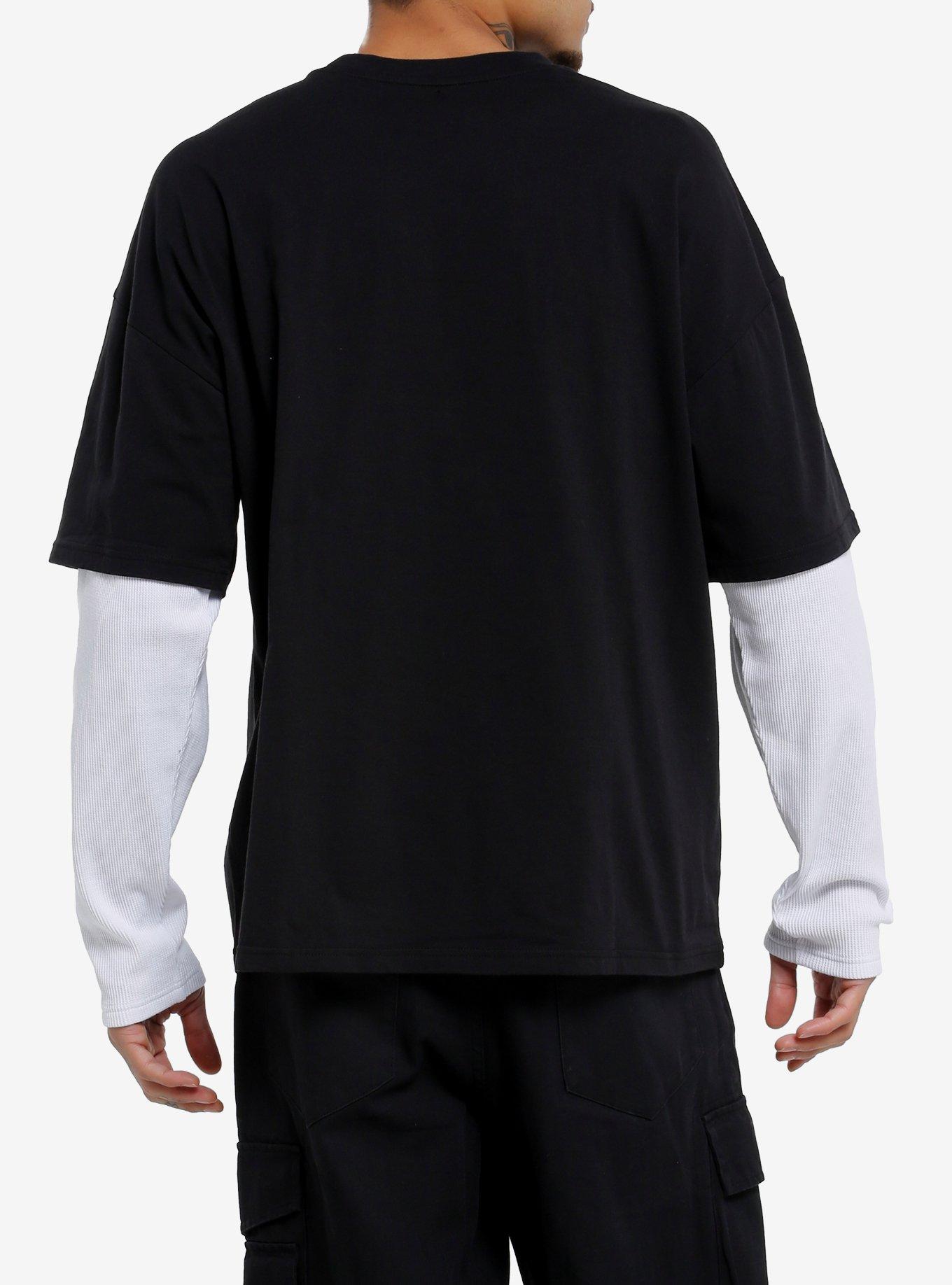 Stricken Black & White Twofer Long-Sleeve T-Shirt, , alternate