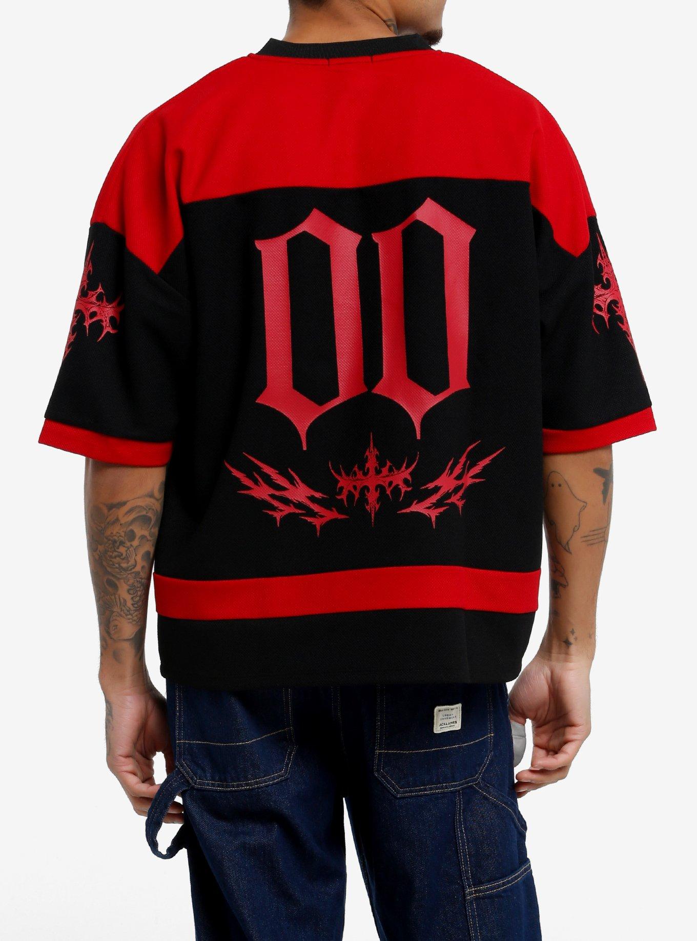 Cyber Skull Red & Black Hockey Jersey, , hi-res