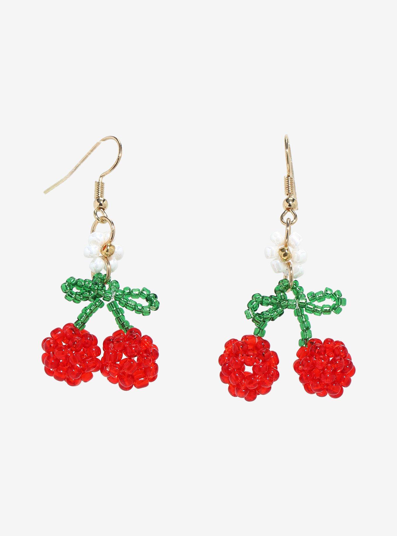Thorn & Fable Cherry Bead Drop Earrings, , hi-res