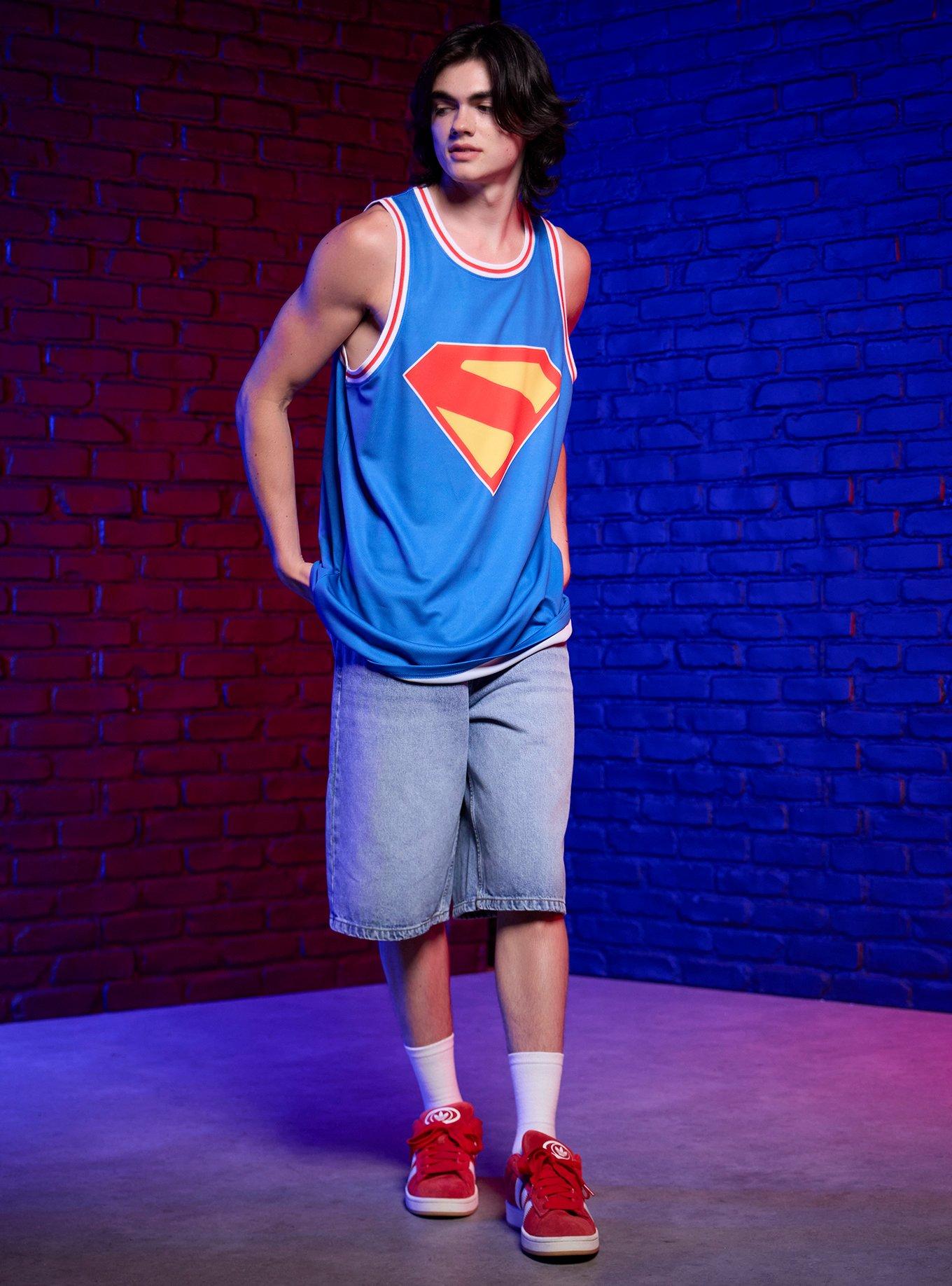 DC Comics Superman Logo Basketball Jersey, BLUE, alternate