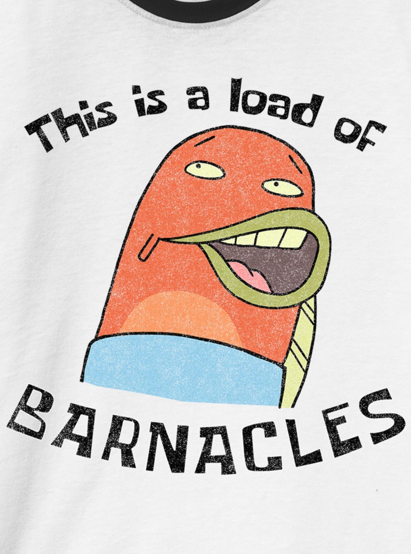 Spongebob Squarepants This Is A Load Of Barnacles Ringer T-Shirt, WHTBLK, alternate