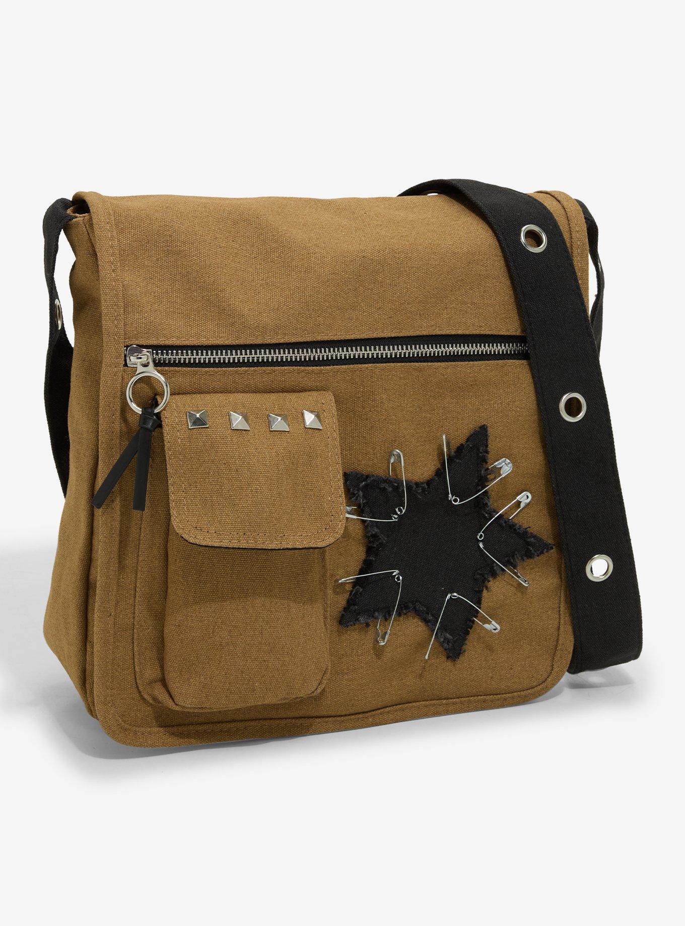 Star Safety Pin Tan Messenger Bag, , hi-res