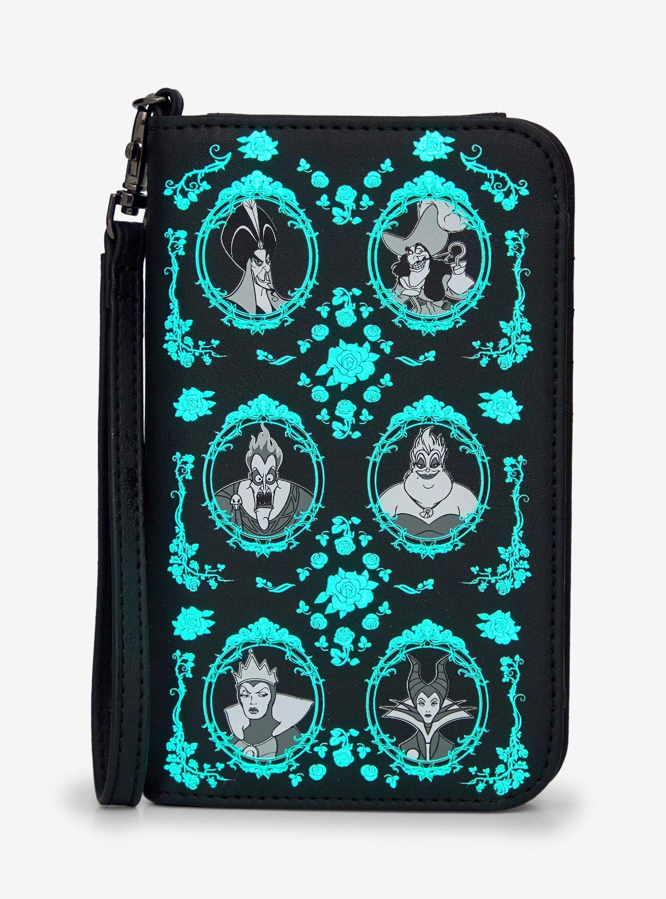 Loungefly Disney Villains Frame Glow-In-The-Dark Tech Wallet, , hi-res