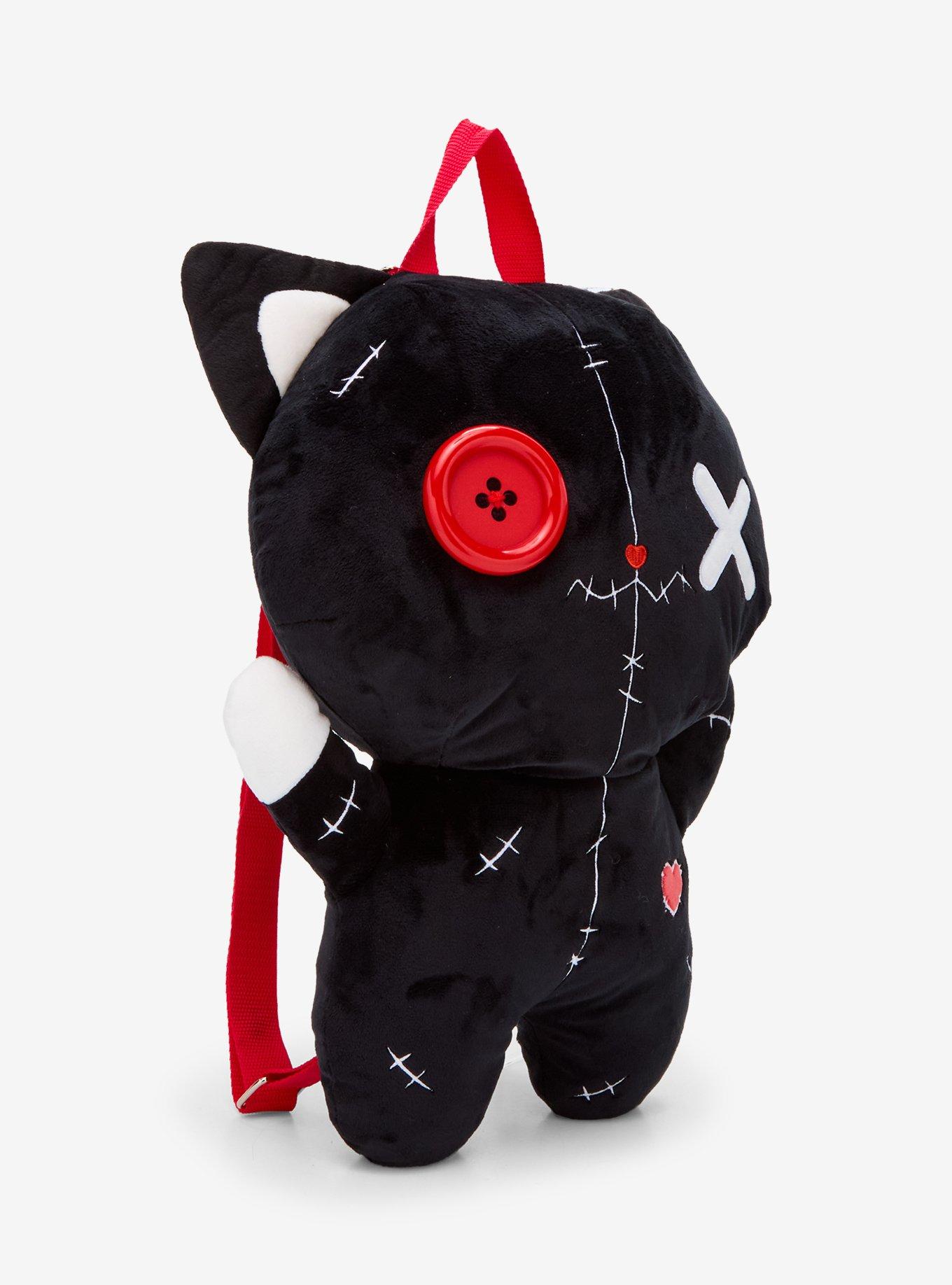 Black Cat Button Stitch Plush Backpack, , hi-res