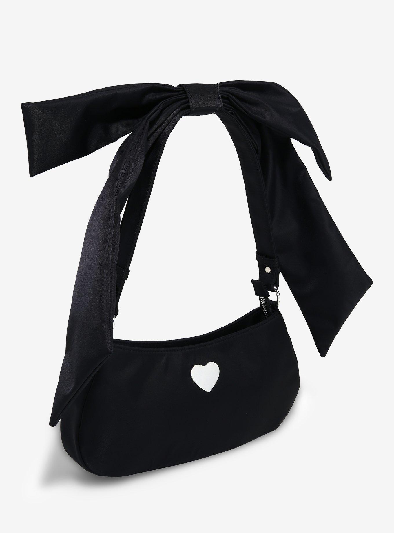Black Bow & Heart Shoulder Bag, , alternate