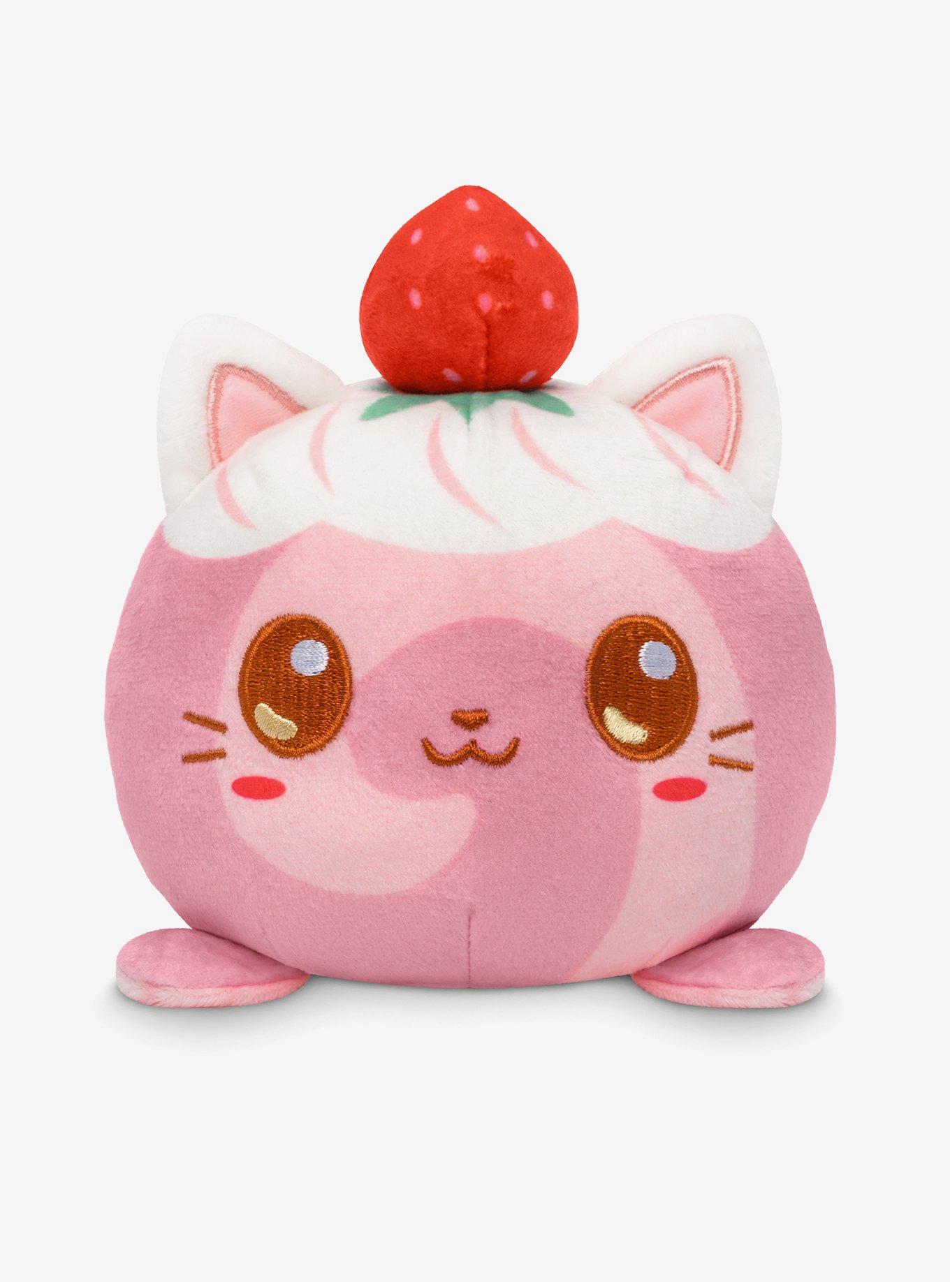 TeeTurtle Strawberry Kitty Strawberry Cake Scented 4 Inch Reversible Plush, , hi-res