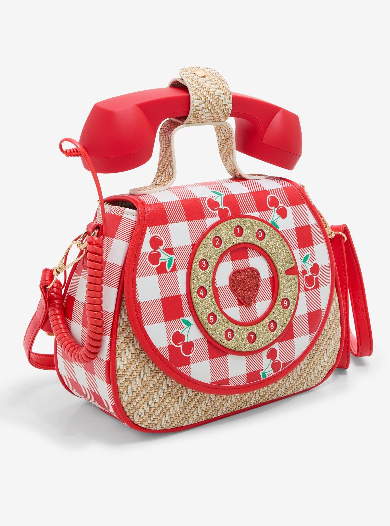 Bewaltz Cherry Gingham Phone Figural Crossbody Bag, , hi-res