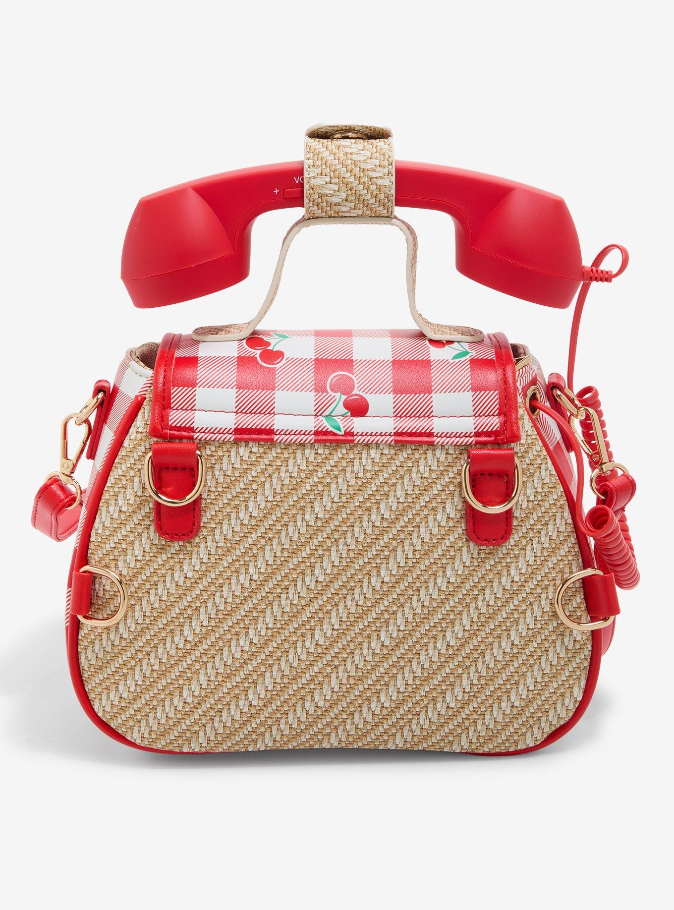 Bewaltz Cherry Gingham Phone Figural Crossbody Bag, , alternate