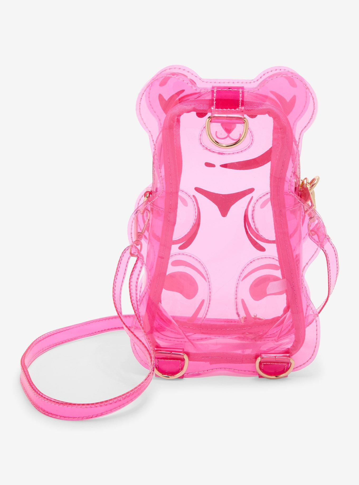 Pink Candy Bear Translucent Figural Crossbody Bag, , alternate