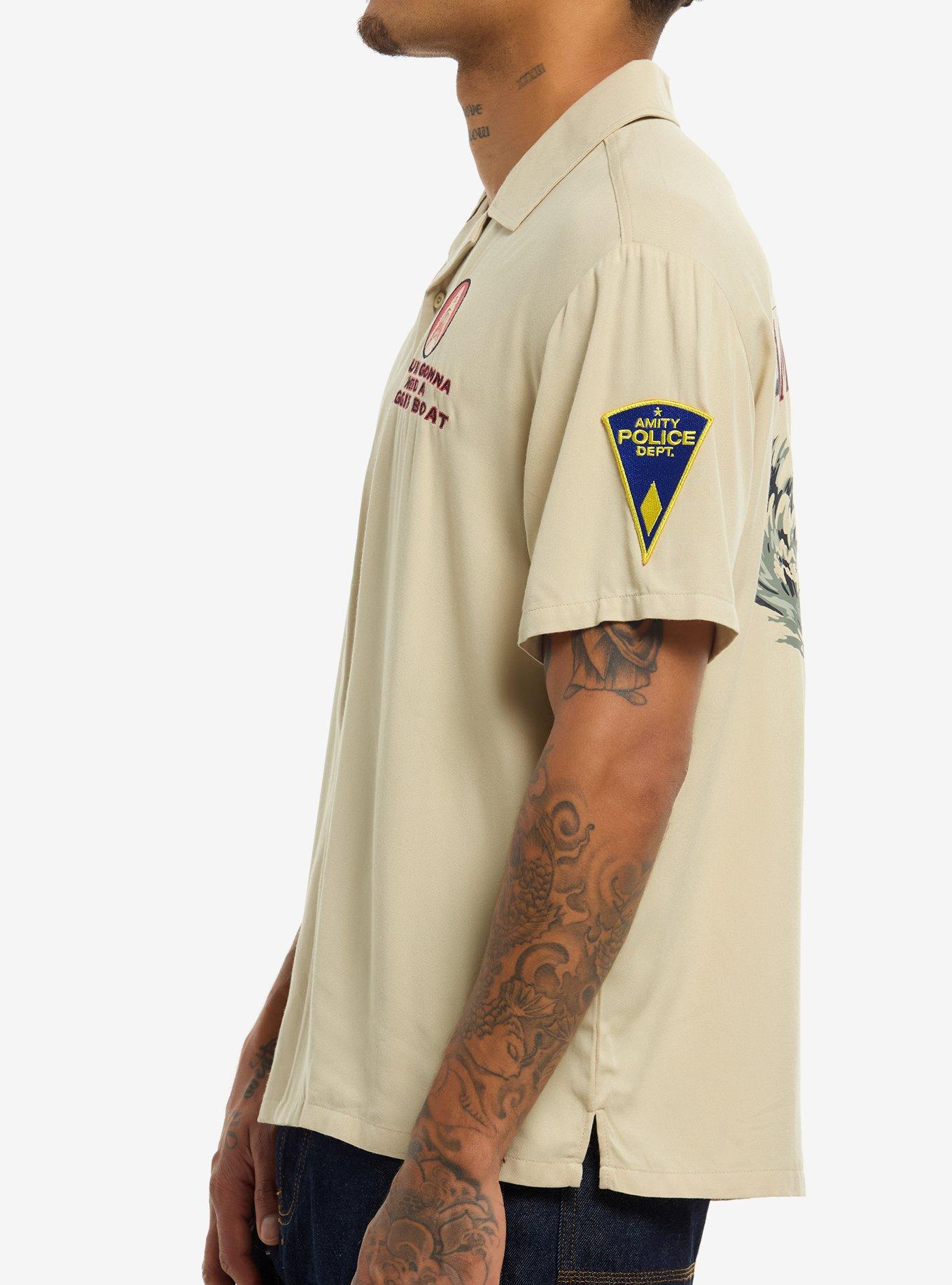 Our Universe Jaws Amity Island Woven Button-Up, NATURAL, alternate