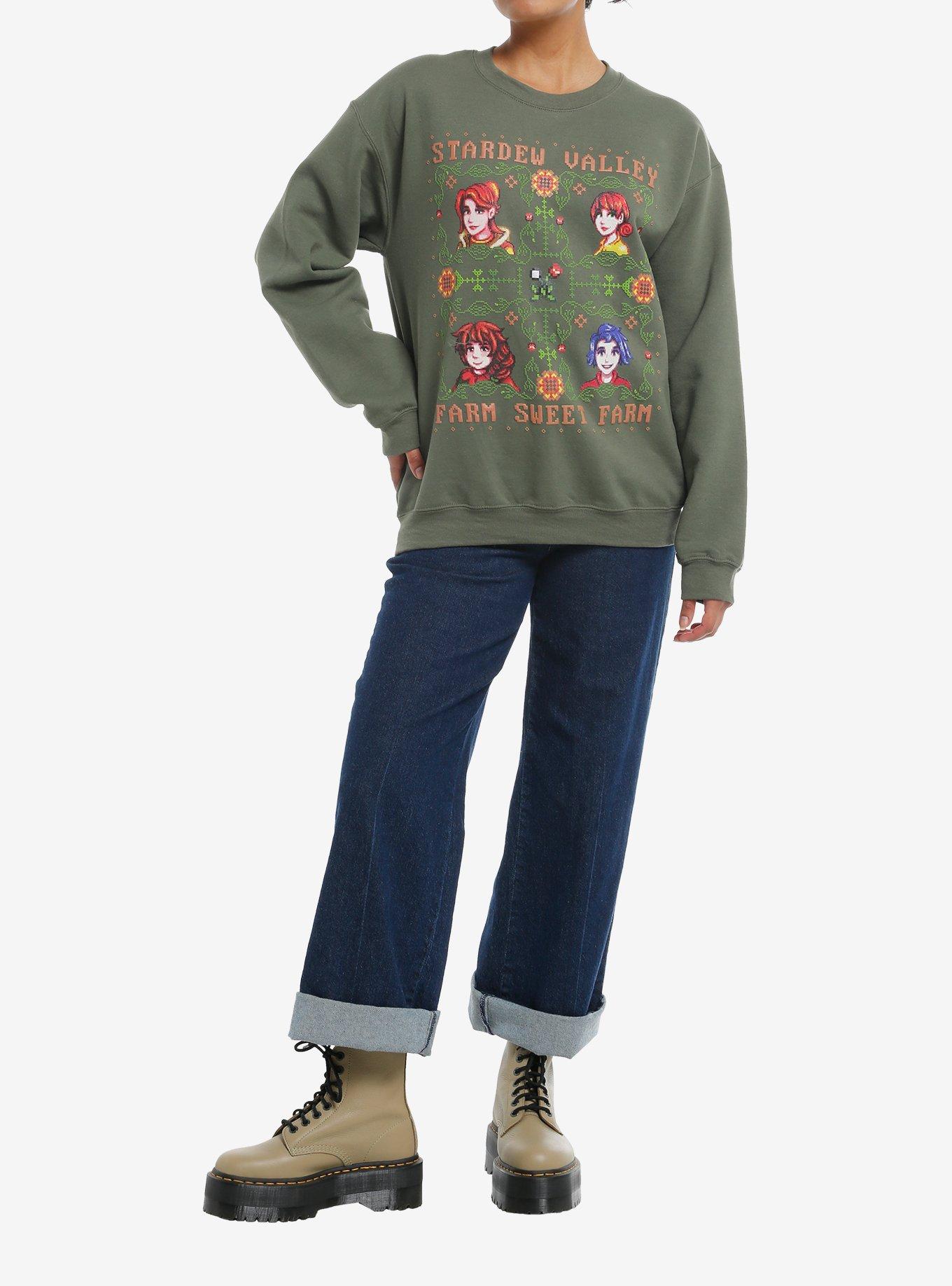 Stardew Valley Villagers Cross-Stitch Print Girls Sweatshirt, , hi-res