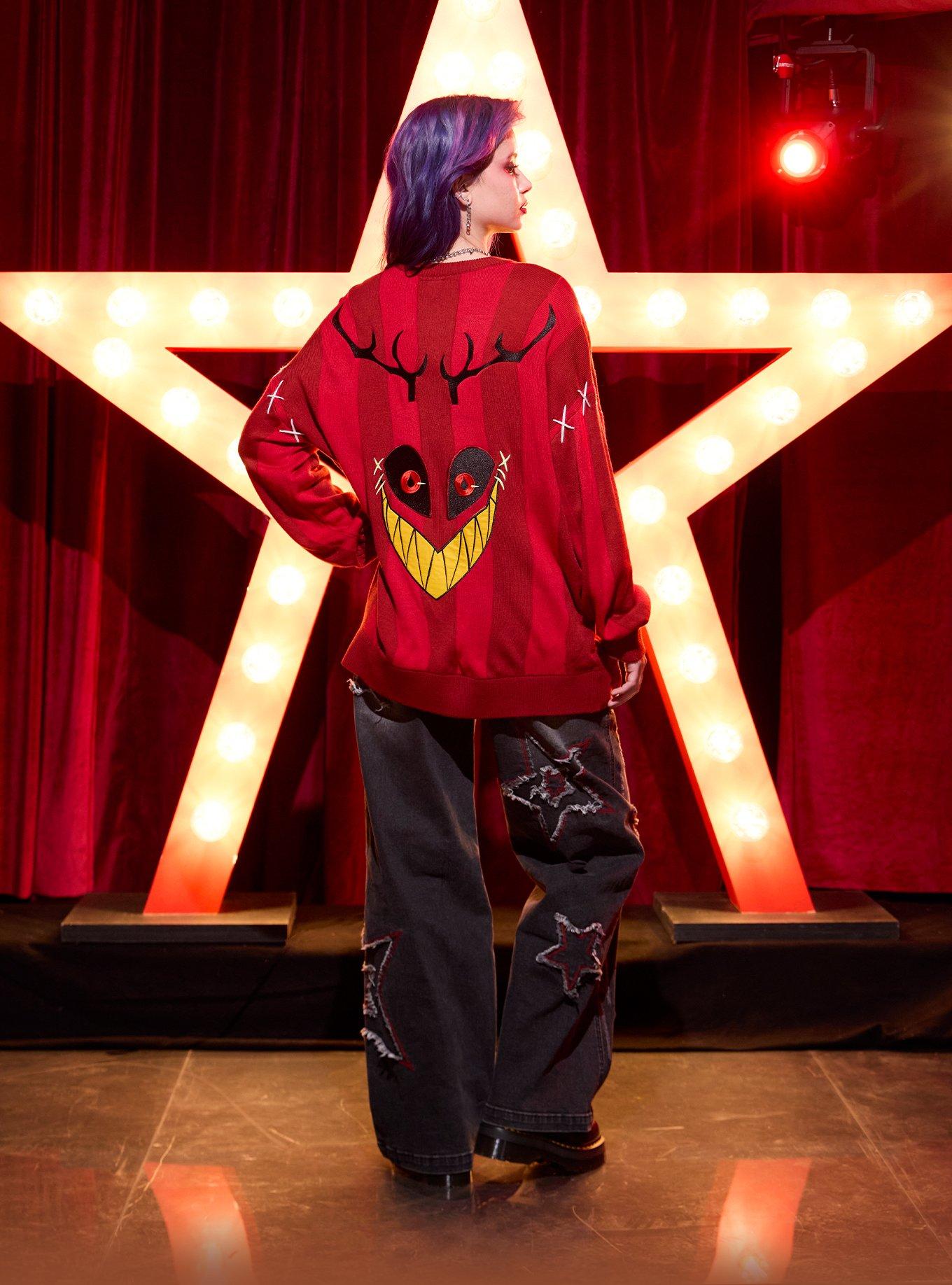 Hazbin Hotel Alastor Smile Extreme Oversized Sweater, MULTI, alternate