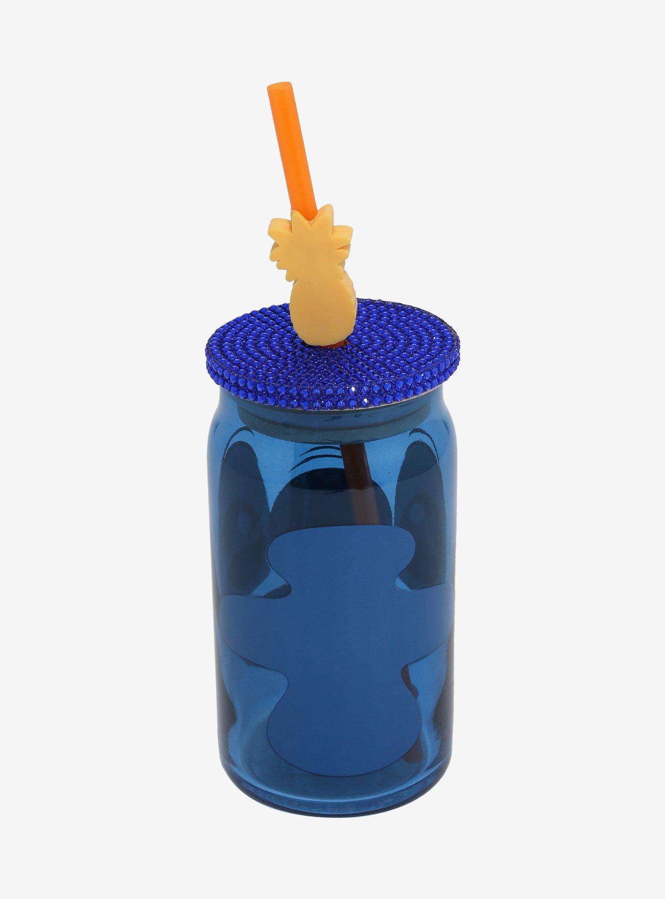 Disney Lilo & Stitch Stitch Face Glass Cup with Straw, , hi-res