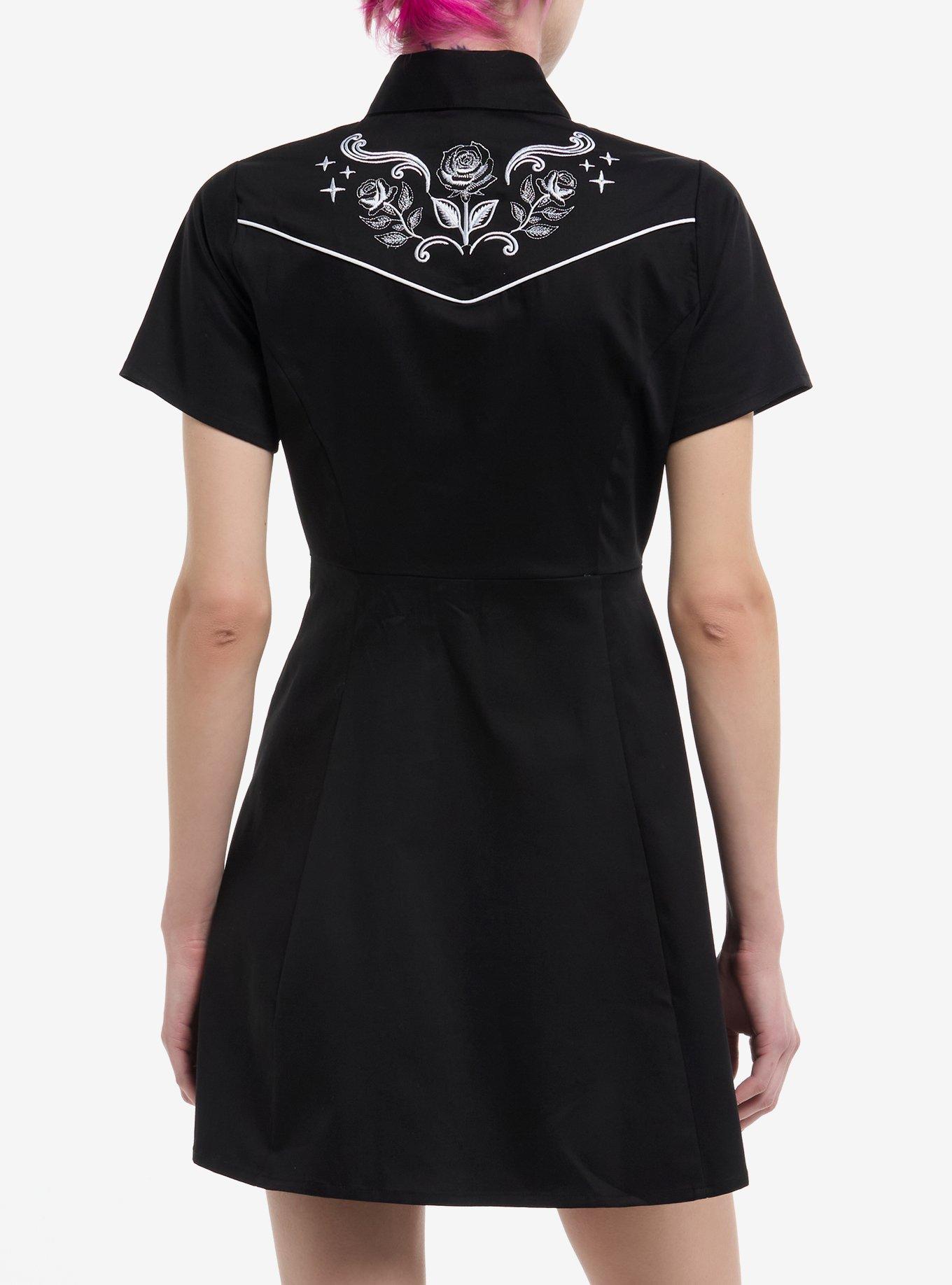 Social Collision Western Rose Button-Up Dress, , alternate