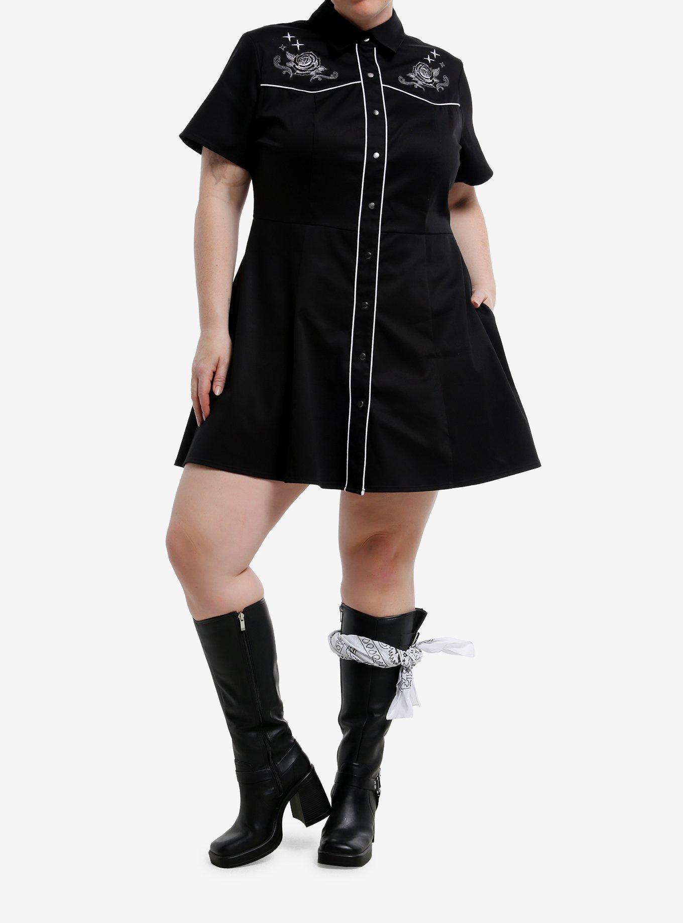 Social Collision Western Rose Button-Up Dress, , hi-res