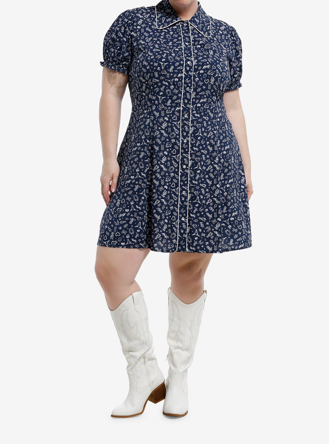Social Collision Western Paisley Button-Up Dress Plus Size, , hi-res