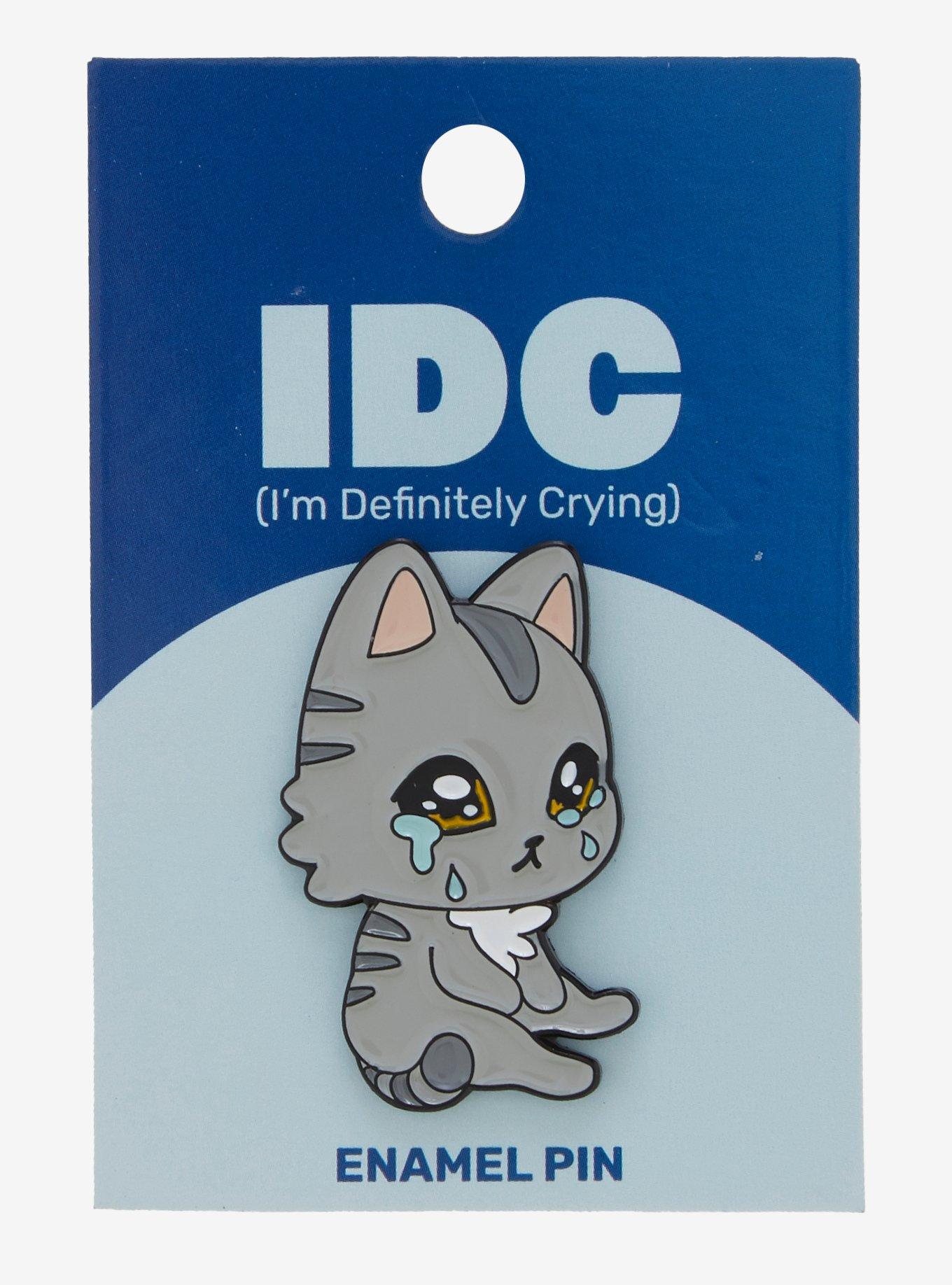 Crying Cat Enamel Pin, , hi-res