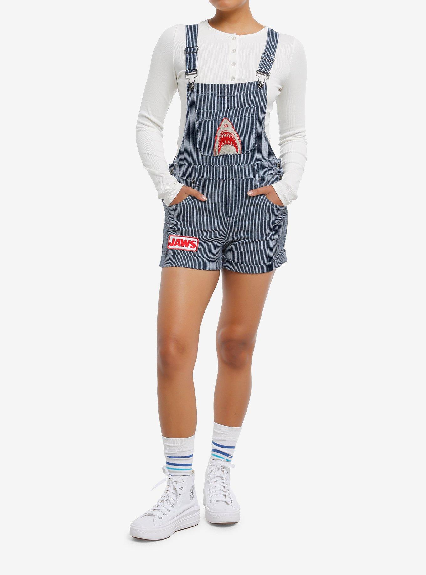 Her Universe Jaws Shark Pinstripe Shortalls, , hi-res