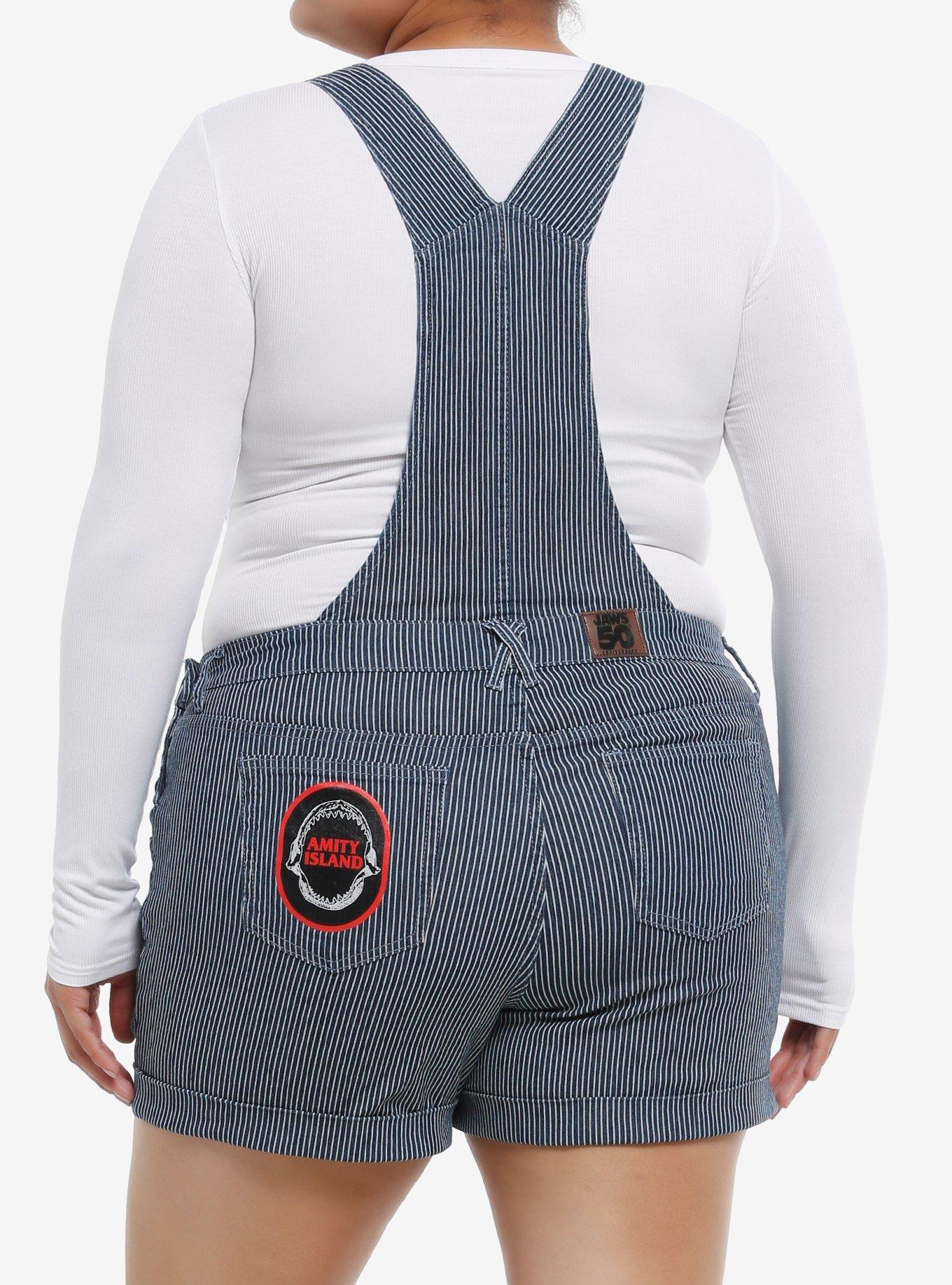 Her Universe Jaws Shark Pinstripe Shortalls Plus Size, MULTI, alternate