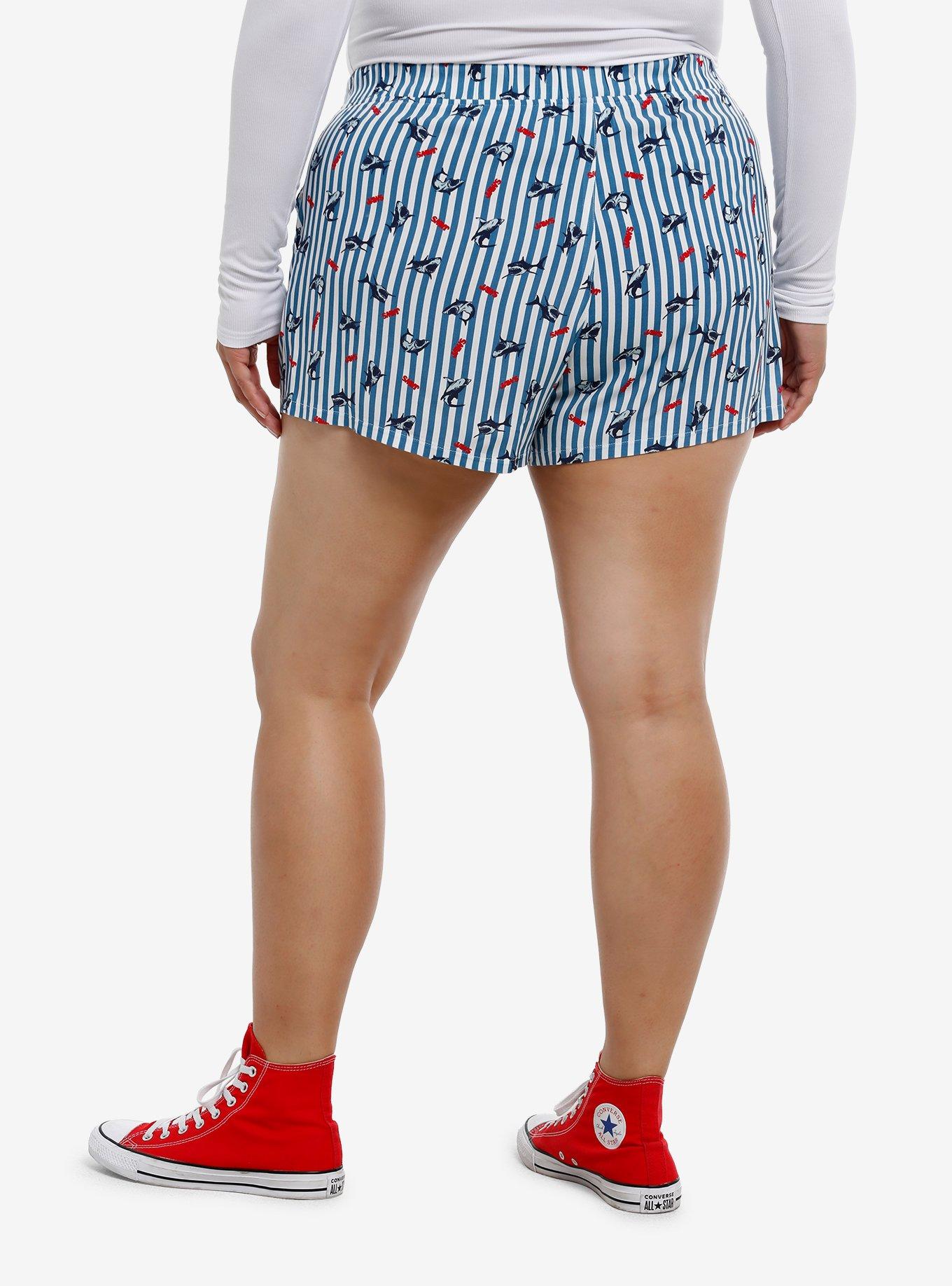 Her Universe Jaws Icons Stripe Lounge Shorts Plus Size, , hi-res
