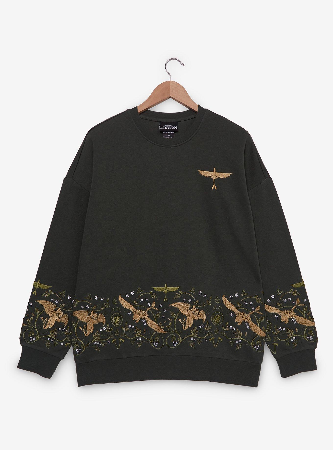 DreamWorks How To Train Your Dragon Toothless Floral Embroidered Crewneck - BoxLunch Exclusive, , hi-res