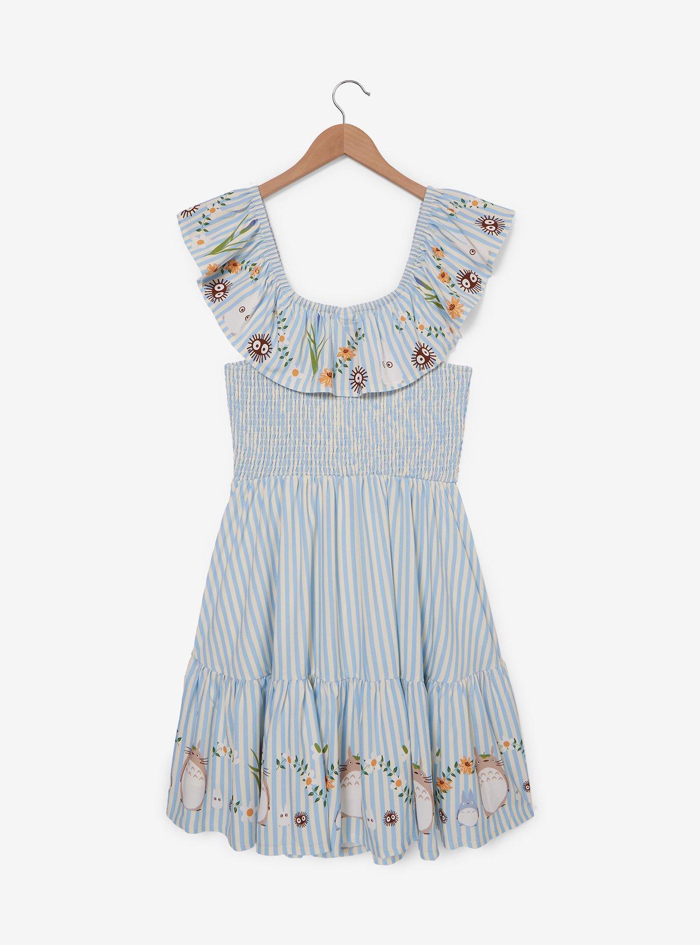 Studio Ghibli® My Neighbor Totoro Striped Floral Icons Ruffle Smock Dress - BoxLunch Exclusive, , hi-res