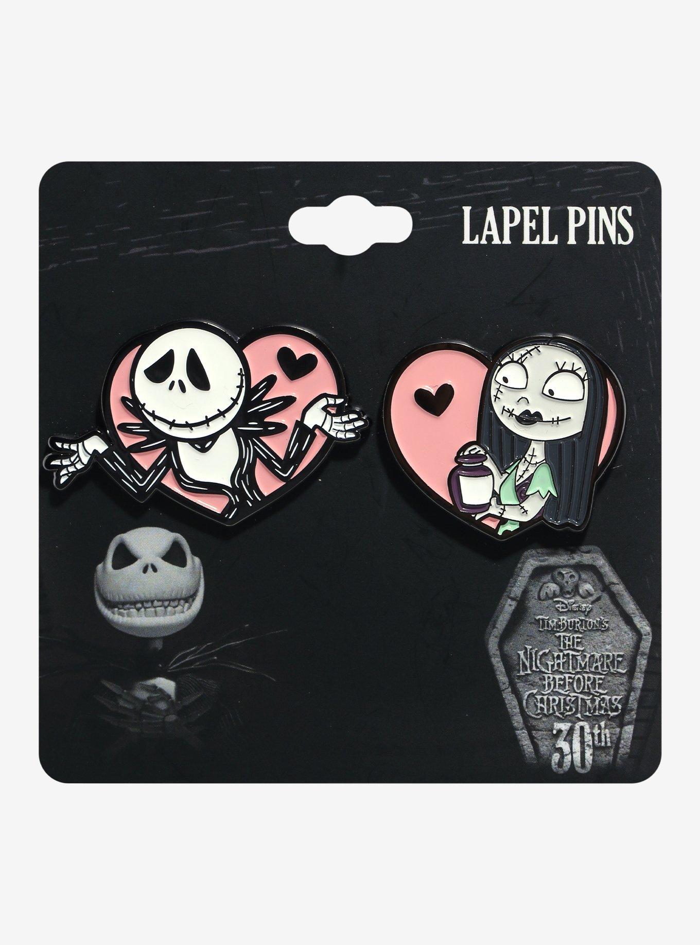 The Nightmare Before Christmas Jack & Sally Heart Enamel Pin Set, , hi-res